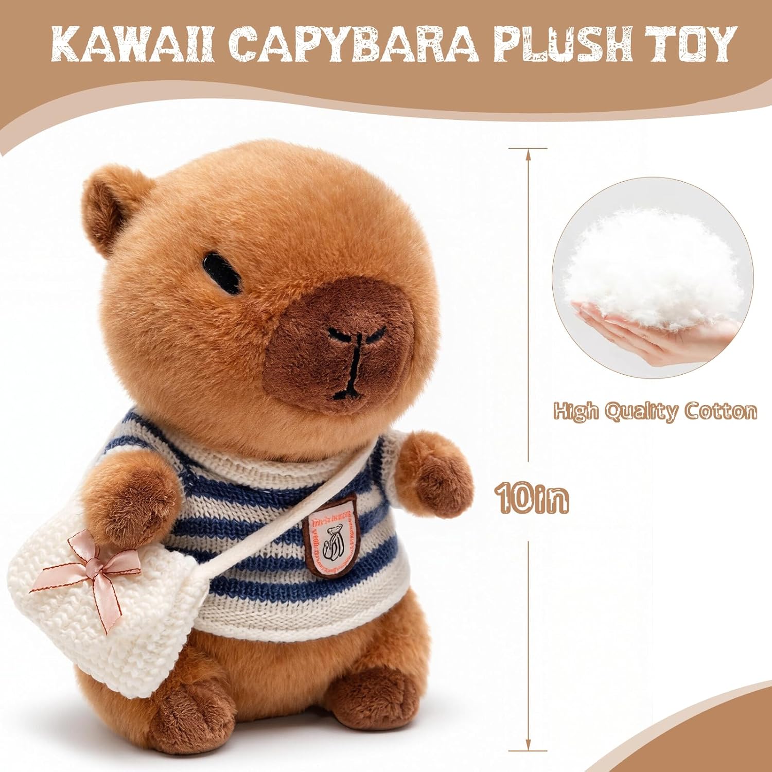 Thumbnail 2 de TITQWOP 10.2" Brown Capybara Plush Toy Set with 9 Clothes and Accessories