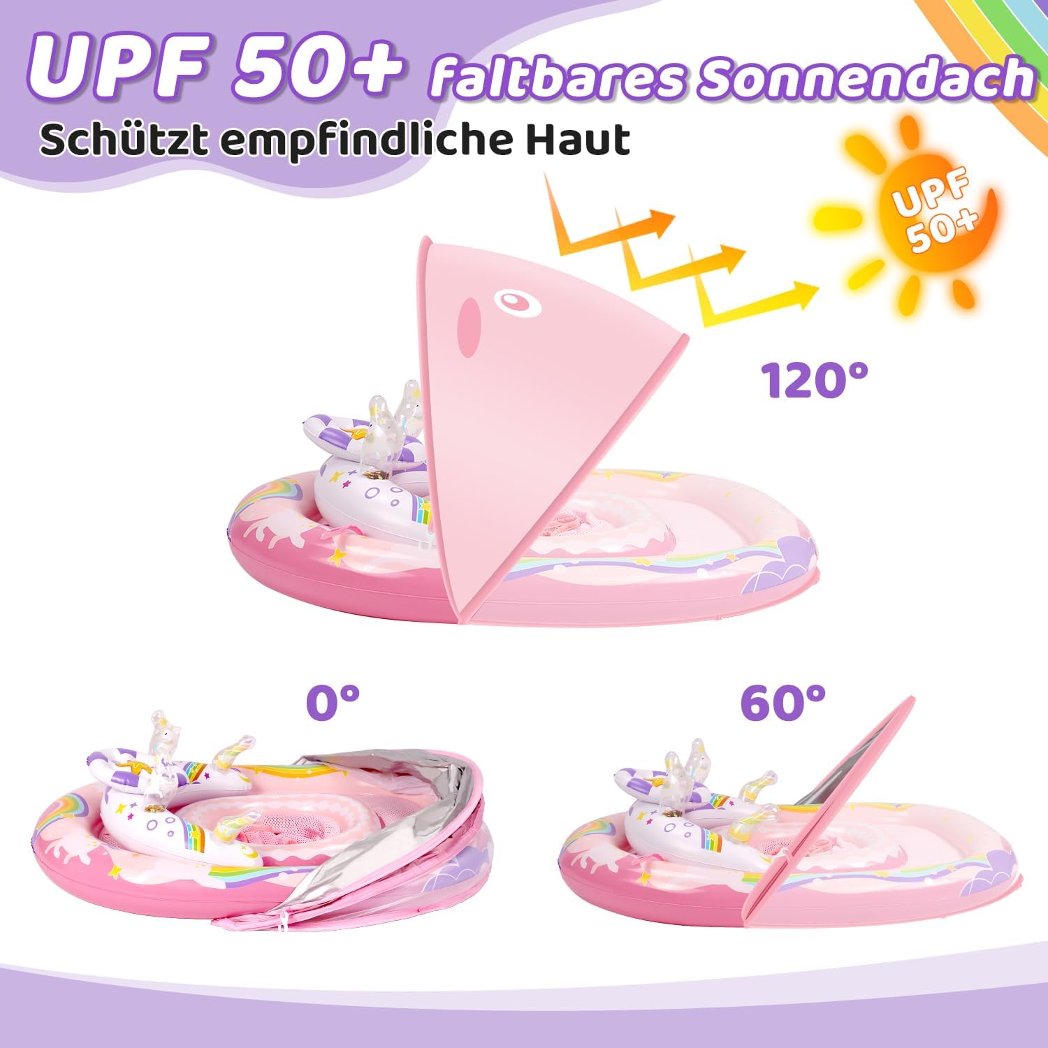 Detalle 2 de ACELIFE Baby Pool Float with Canopy UPF50+ for 6–36 Months