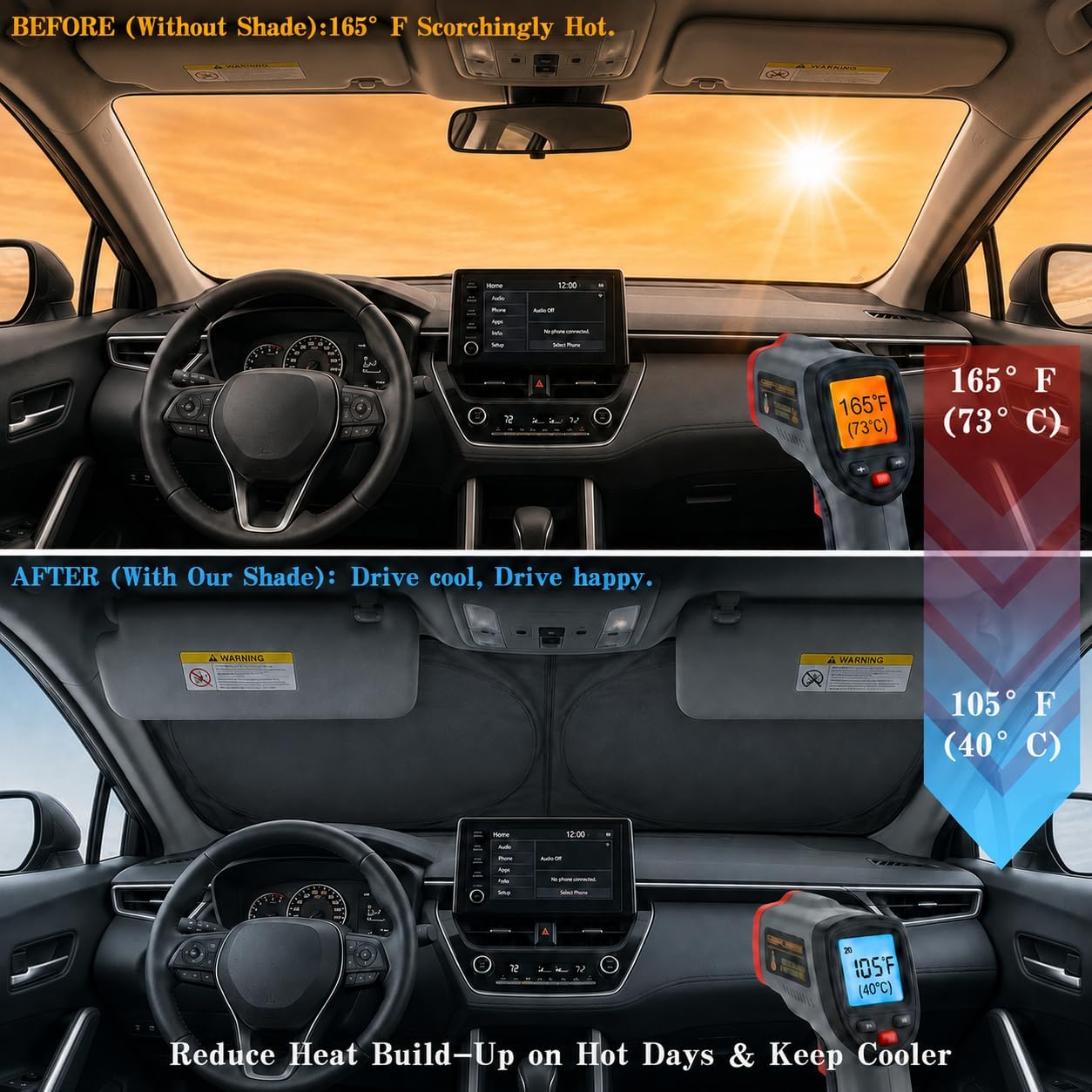 Thumbnail 1 de Angry Red Universal Car Windshield Sun Shade (63 x 31.5 in) for Mid/Large Sedans & SUVs