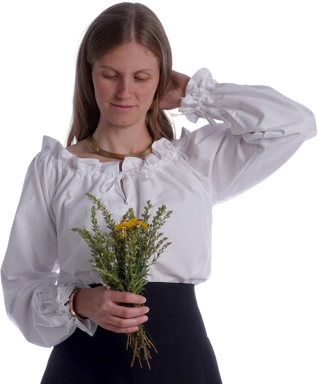 Detalle de HEMAD middeleeuwse blouse van puur katoen, beige, XS-XXL