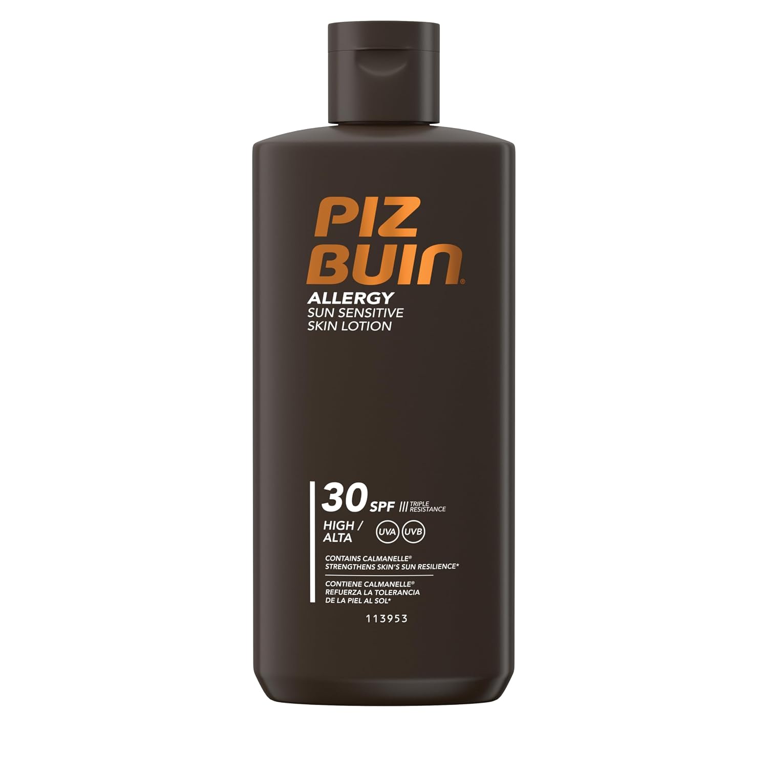 Detalle de Piz Buin Allergy Sun Sensitive Skin Lotion LSF 30 – schnell einziehender Sonnenschutz für sensible Haut (1 x 200 ml)