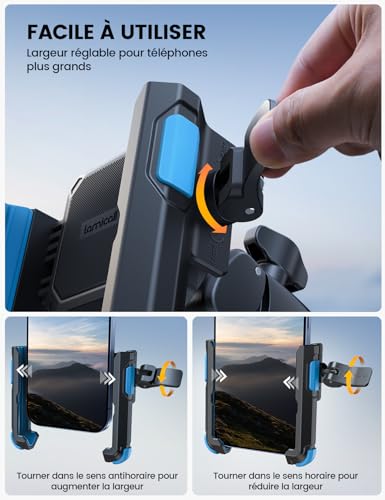 Detalle de Support Téléphone Vélo et Moto Lamicall 1S Verrouillage – Stabilité et Accessibilité