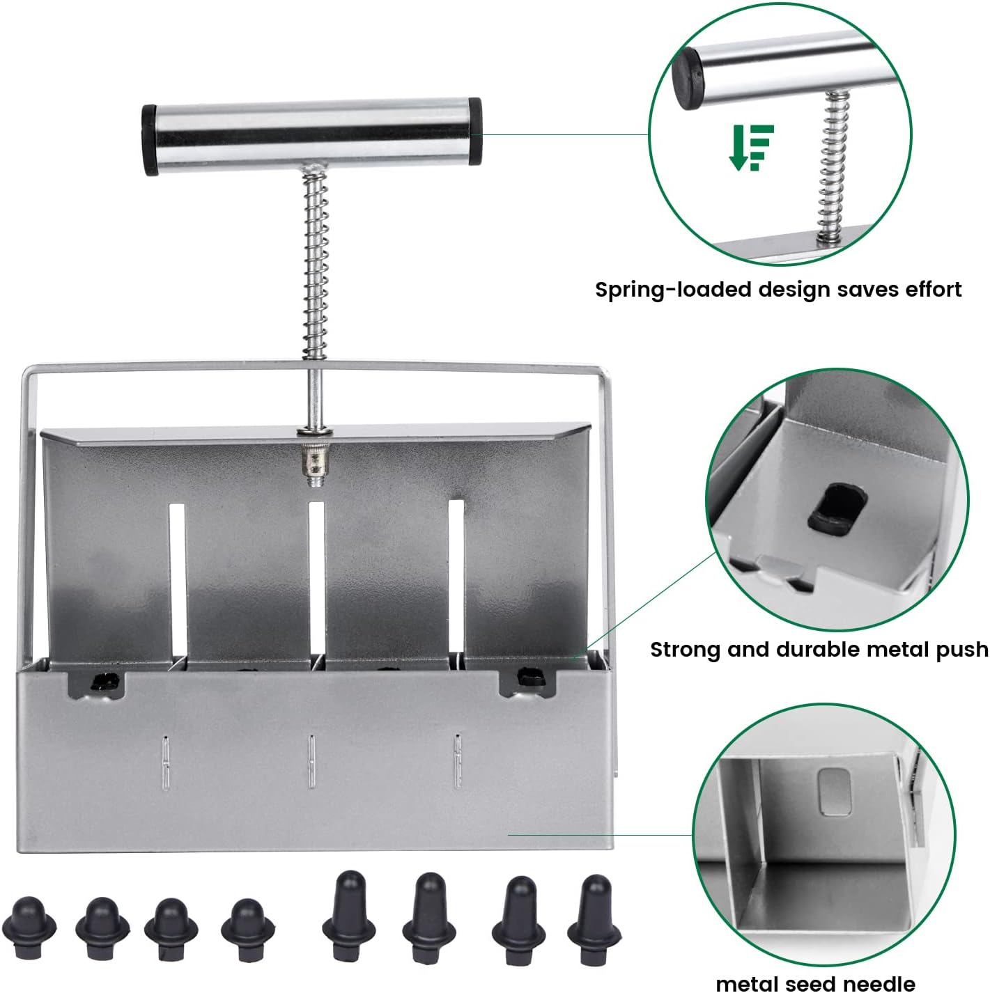 Detalle 1 de Transplant Manual Soil Block Maker, 2-Inch Stainless Steel Quad Blocker