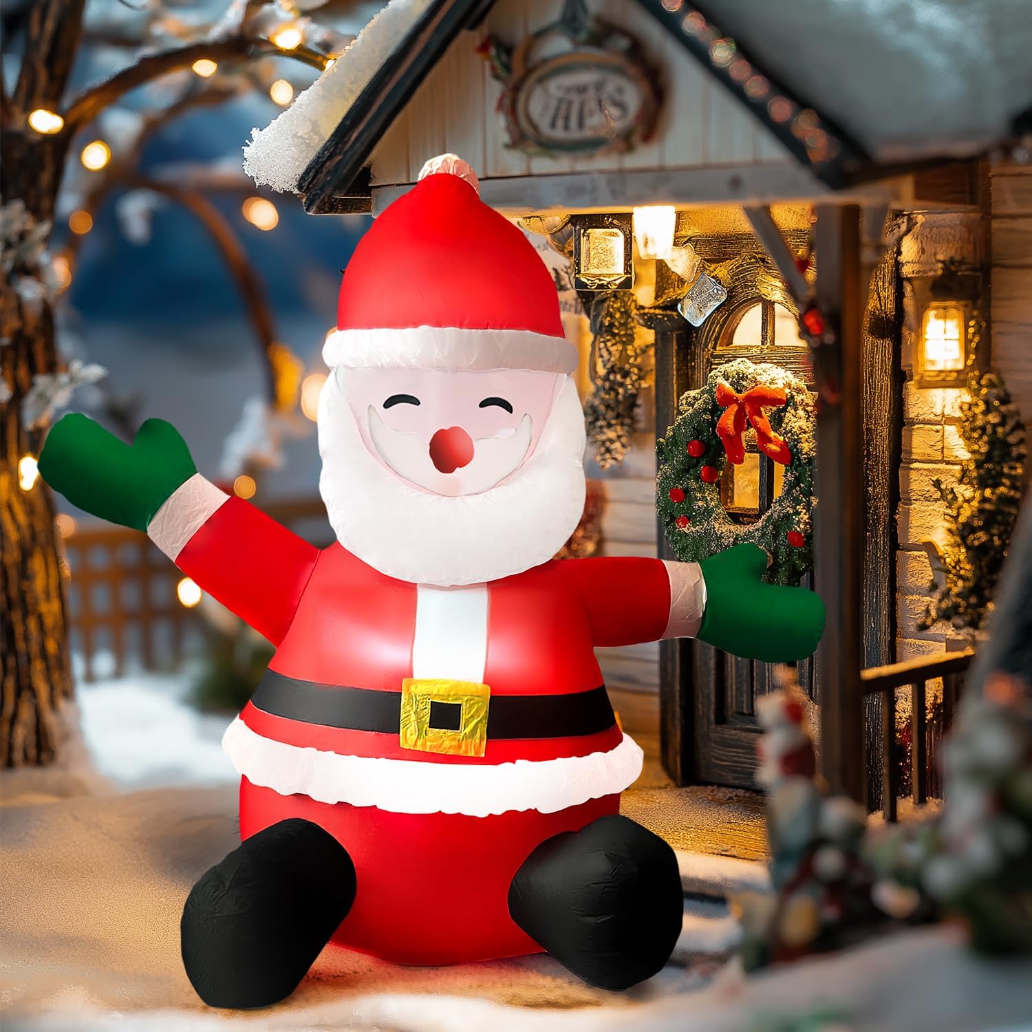 HONGLAND 5FT Christmas Sitting Santa Inflatable