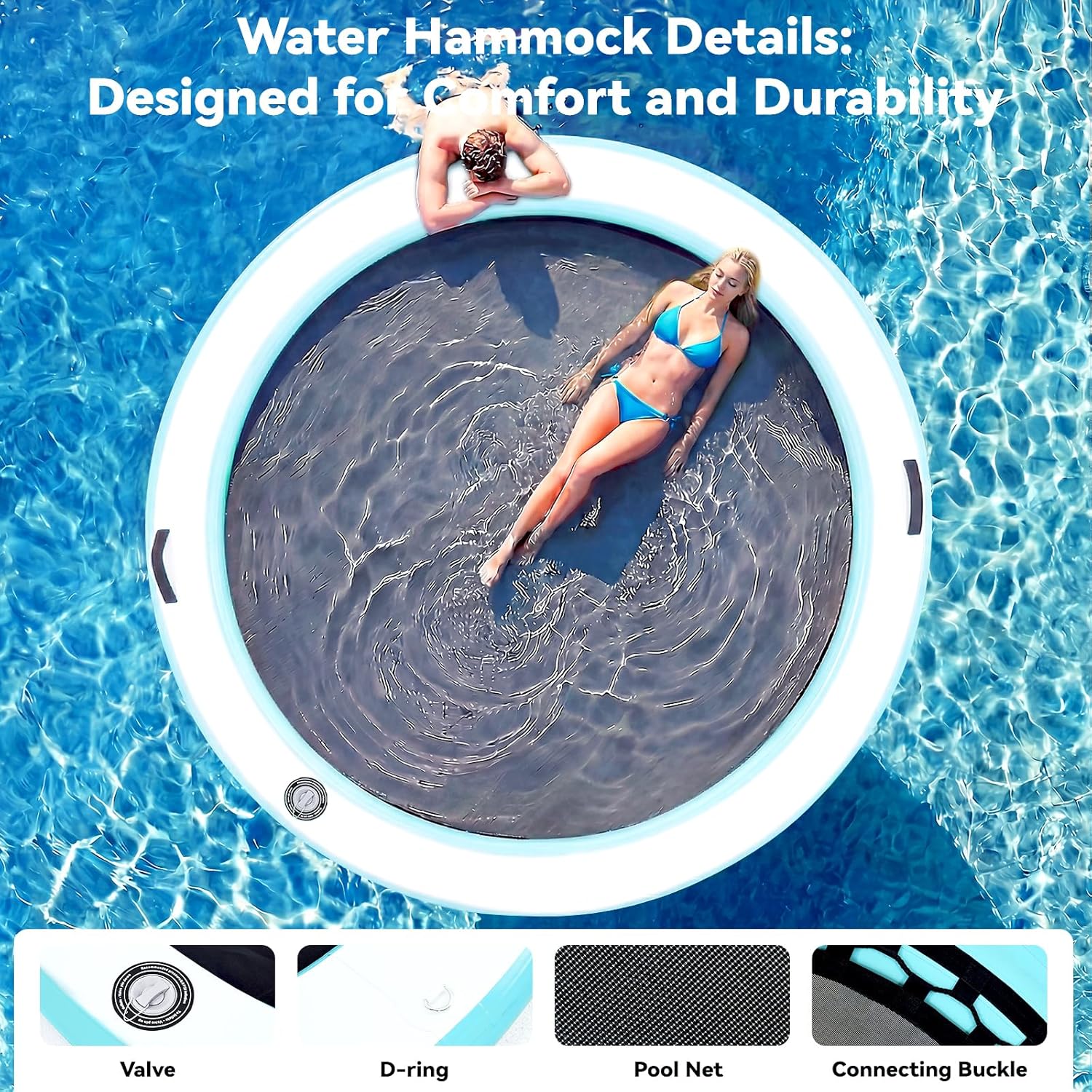 Detalle 2 de Danrelax 6-12FT Round Inflatable Floating Dock with Sunchill Float Ring