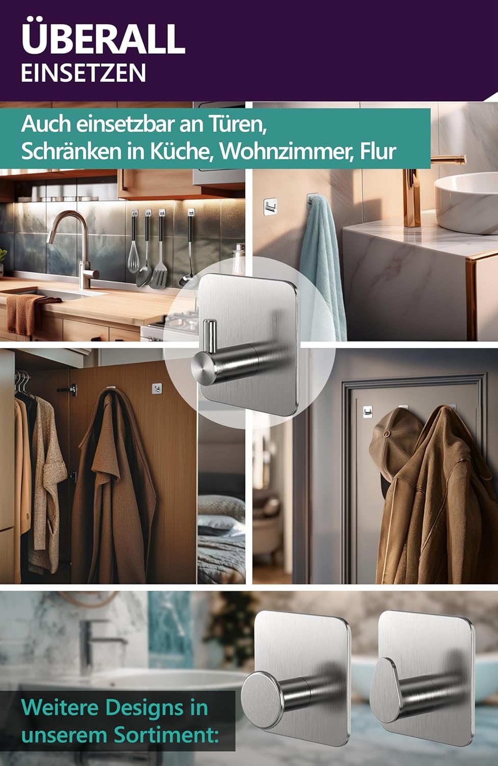 Thumbnail 5 de Menz Handtuchhaken Edelstahl 6er-Set