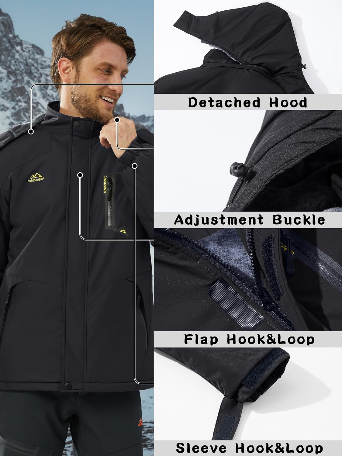 Thumbnail 4 de KEFITEVD Men’s Waterproof Fleece Jacket