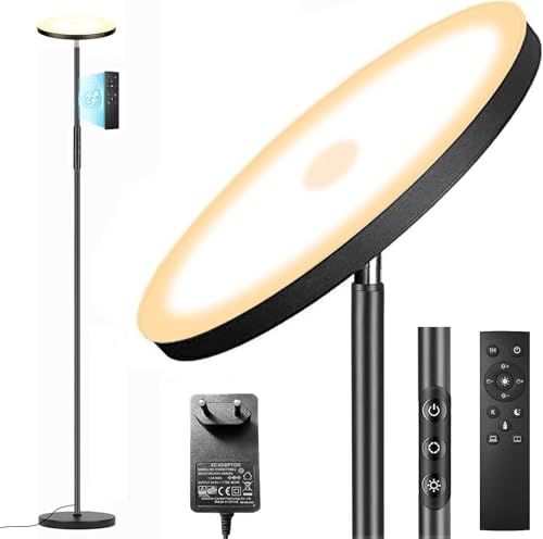 Detalle de Lampadaire sur Pied Yikuneng 3600LM 36W LED avec Télécommande et Contrôle Tactile — Ajustement de couleur 2700K–6500K