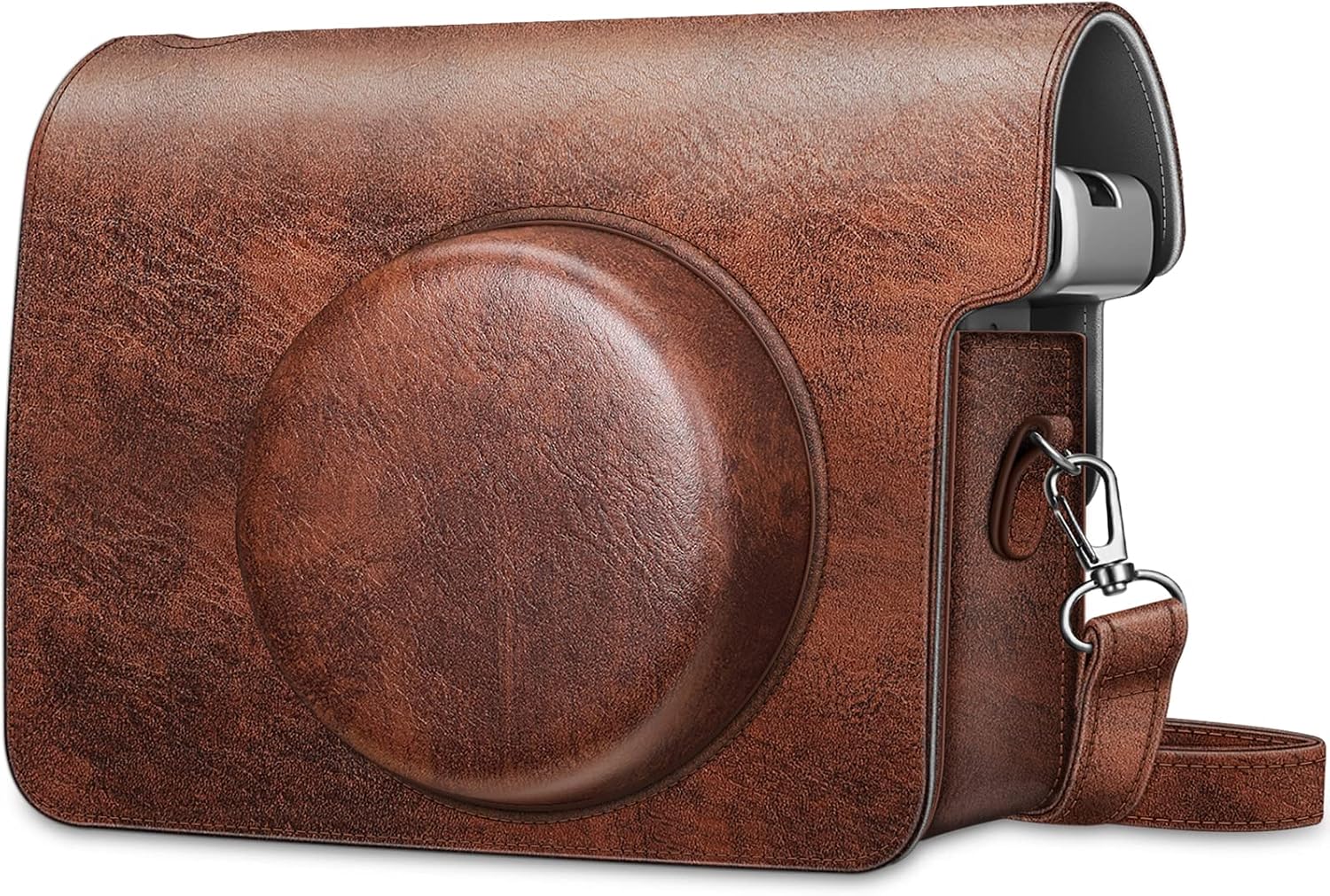 Detalle de Fintie Schutzhülle für Fujifilm instax Wide 300 – Premium Tasche mit abnehmbarem Riemen, Braun