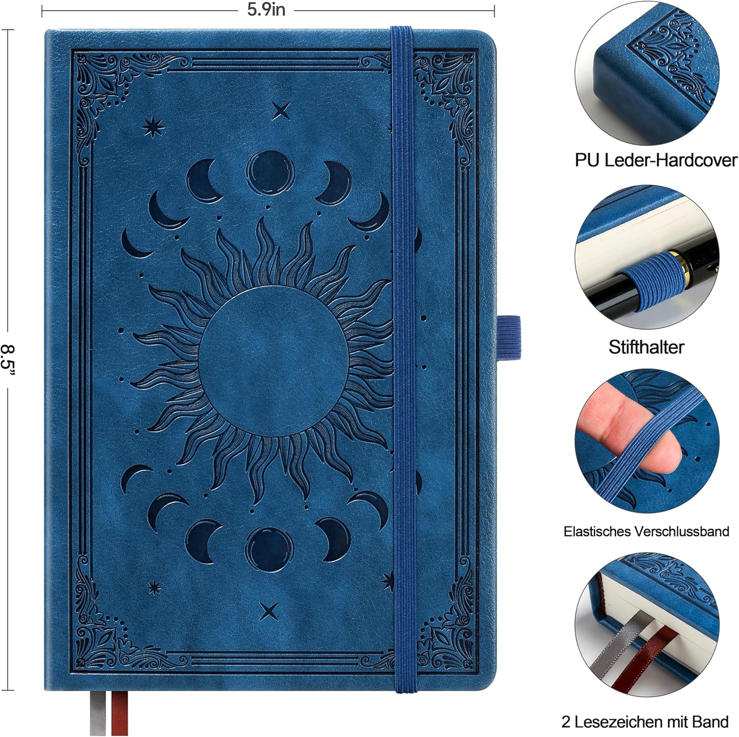 Thumbnail 3 de HwxBen Bullet Dotted Journal – Gepunktetes Notizbuch, 256 Seiten, 140 g/m², Blau