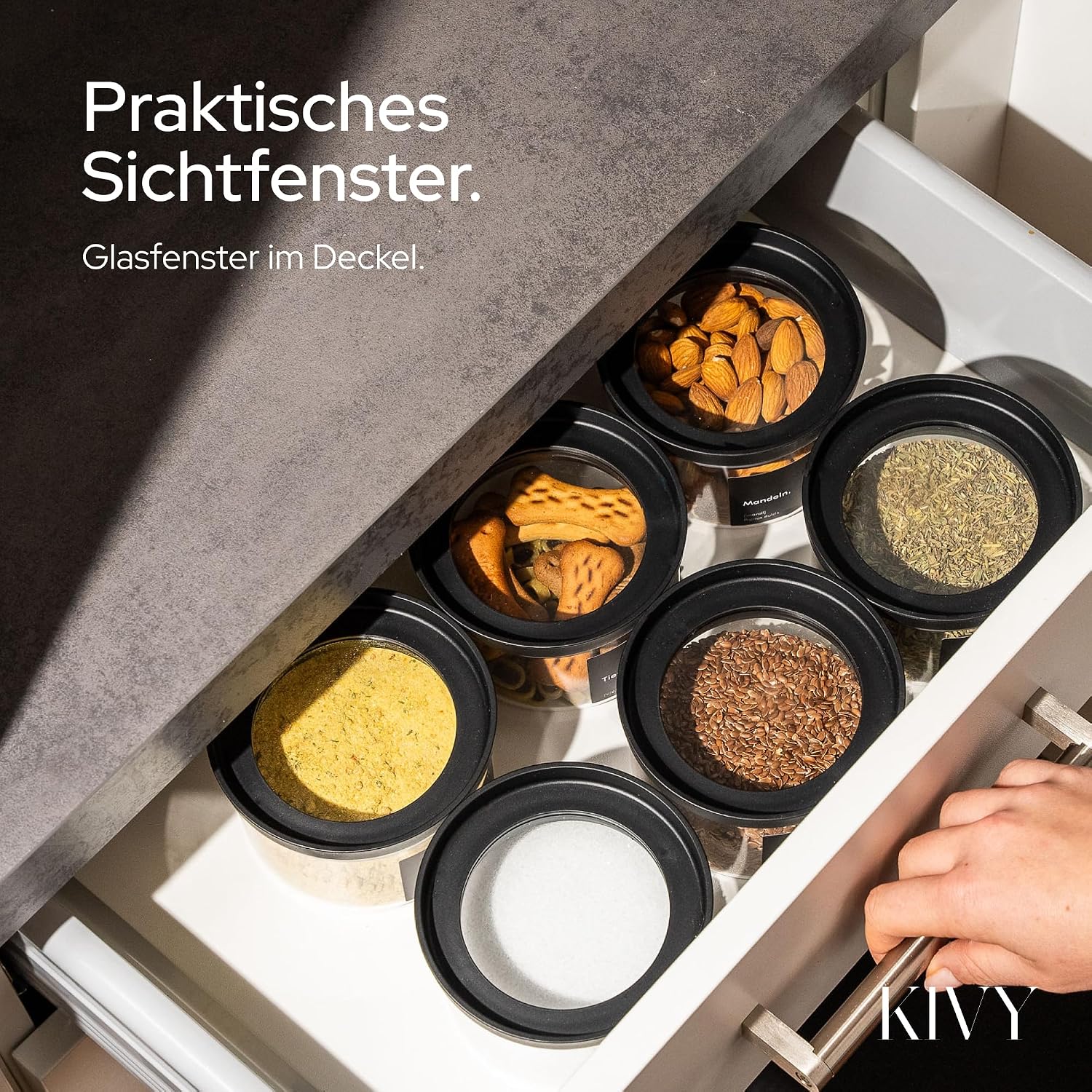 Detalle 2 de KIVY Vorratsgläser 3x 1200ml 🥫