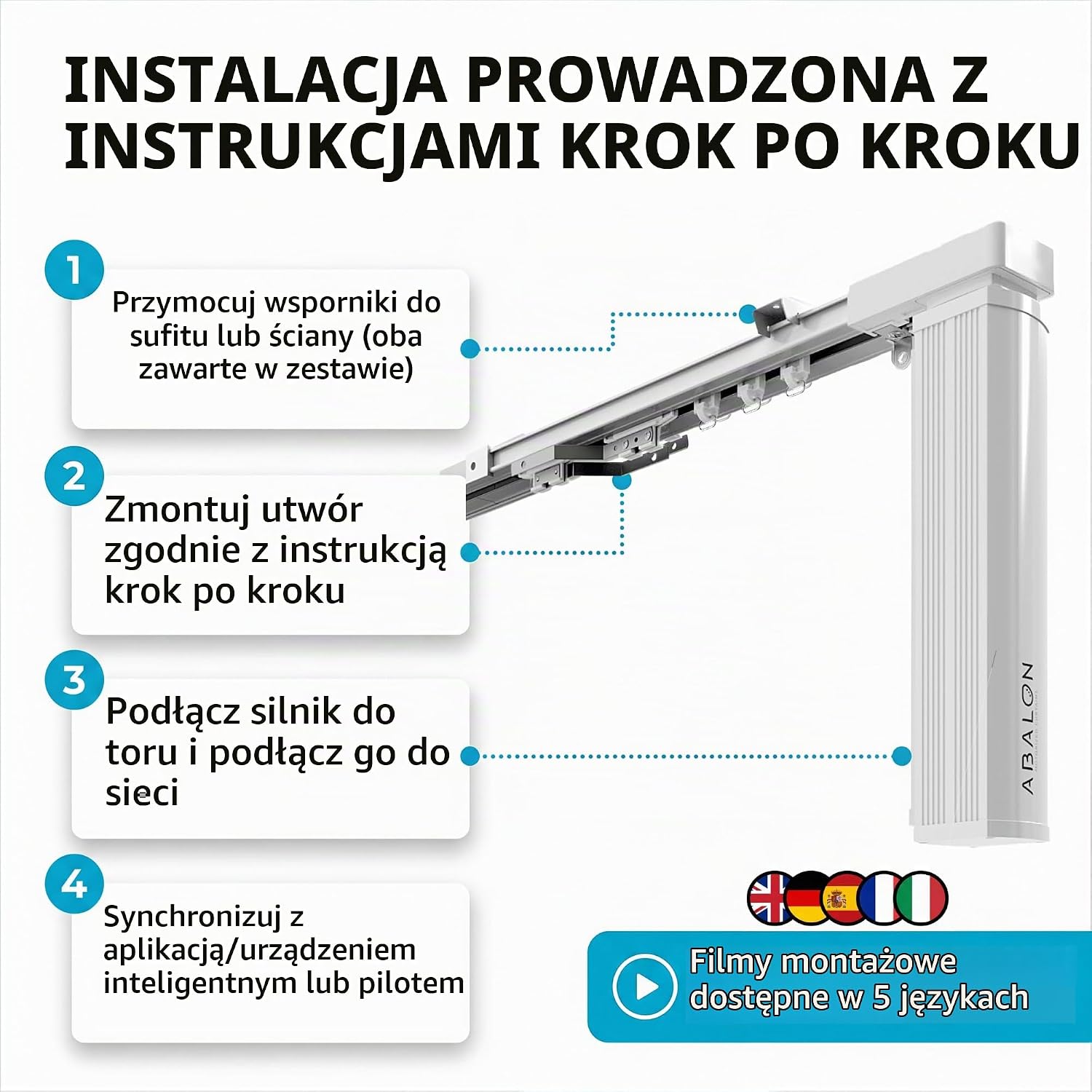 Thumbnail 4 de ABALON karnisz z napędem Wi-Fi, 6 m, aluminiowy, szary