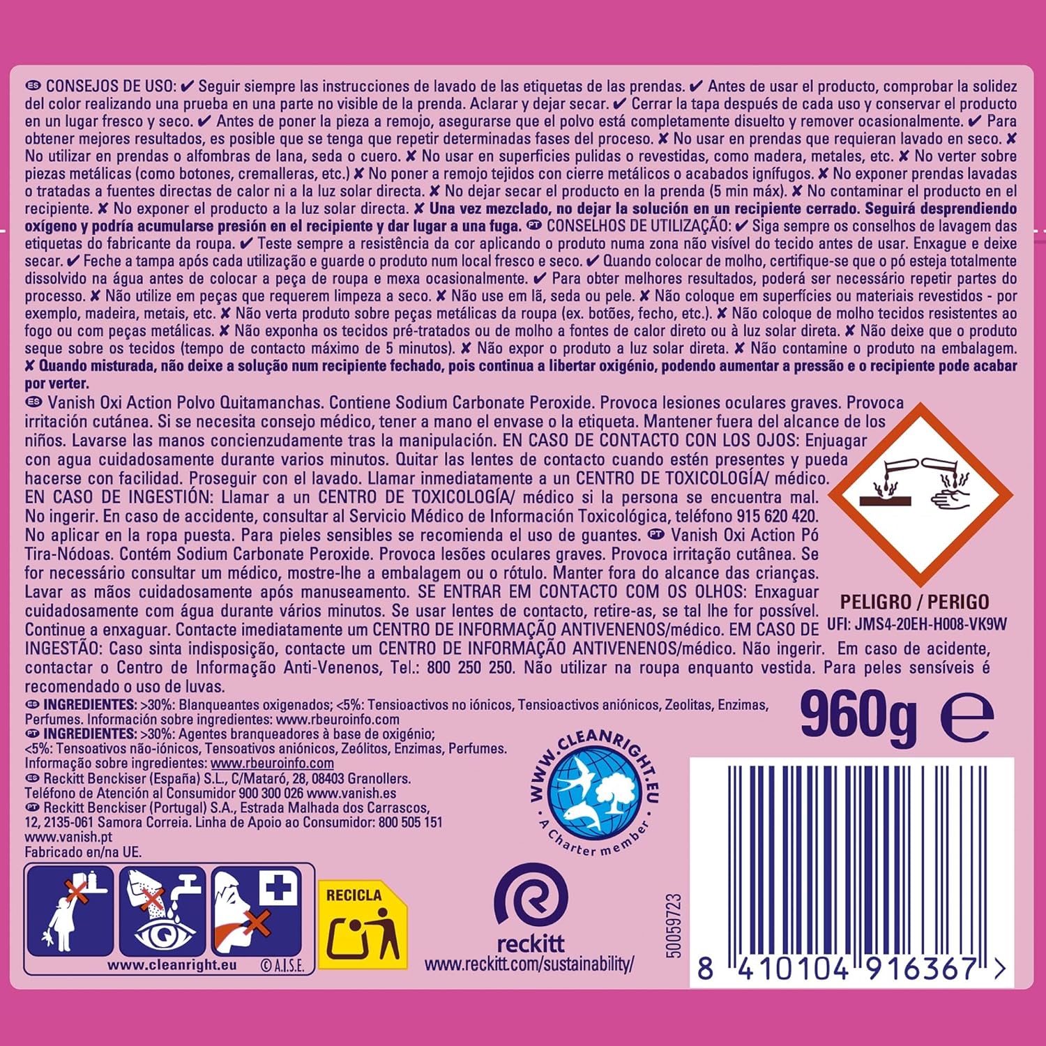 Detalle 2 de Vanish Oxi Action Quitamanchas polvo 960 g