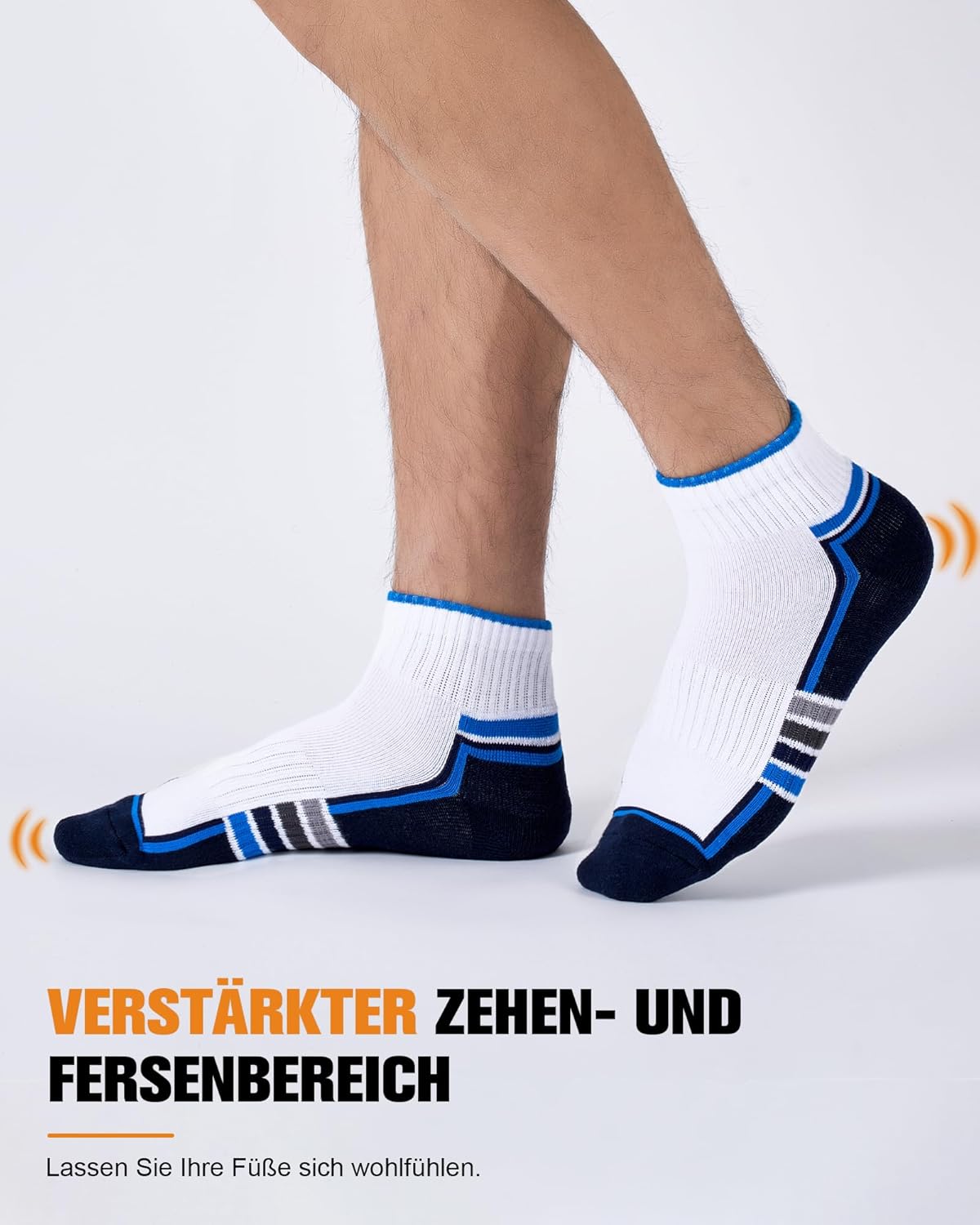 Detalle de EconioSocken Sneaker-Socken aus Baumwolle (Herren & Damen) – gepolsterte Quarter Socken mit Frotteesohle, 6/10 Paar