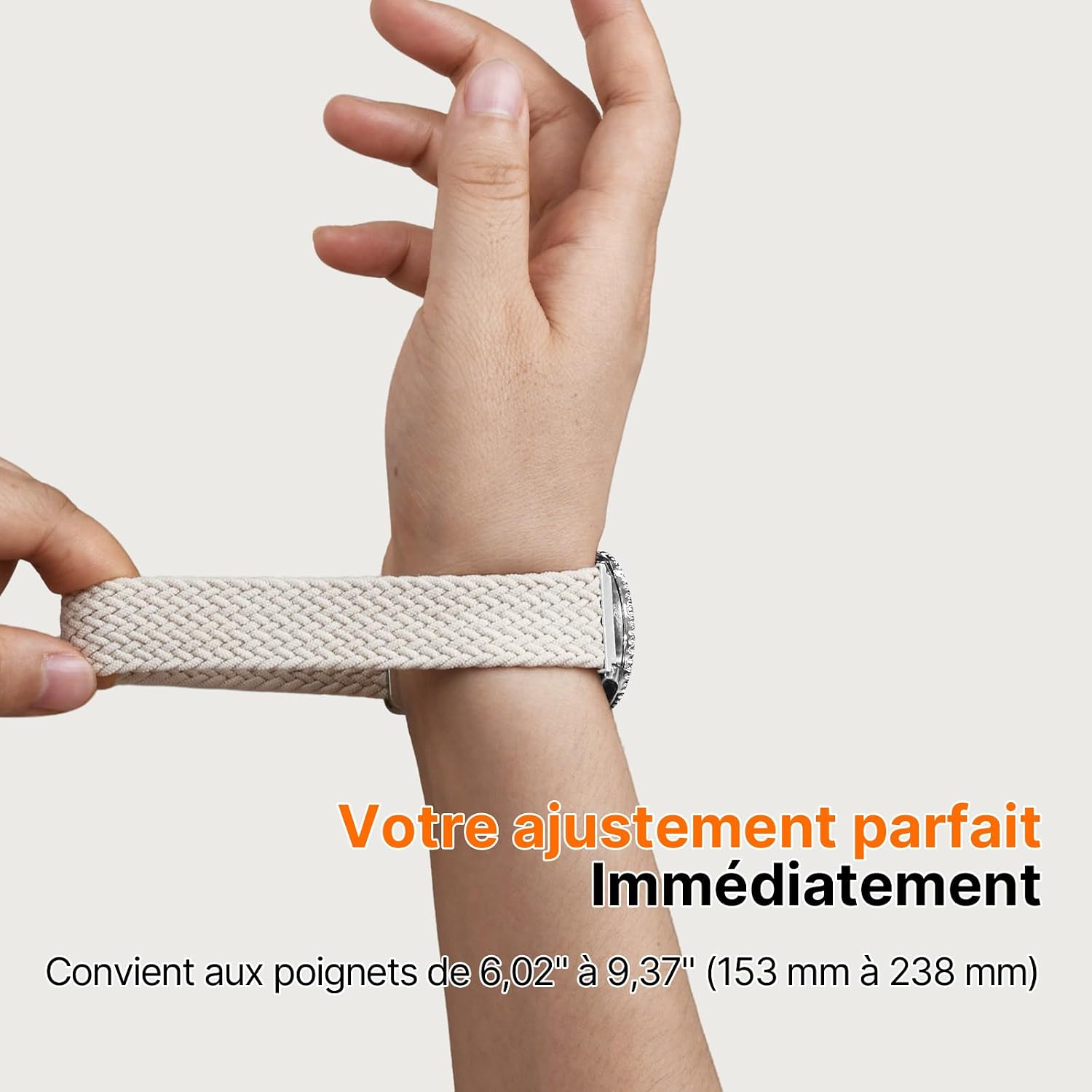 Detalle 2 de Fullmosa Bracelet Montre 20 mm en Nylon Élastique—2 Pack, Compatible Garmin (Forerunner 55/165/245/645, Vivoactive 6/5, Venu/Venu 2 Plus) et longueurs ajustables