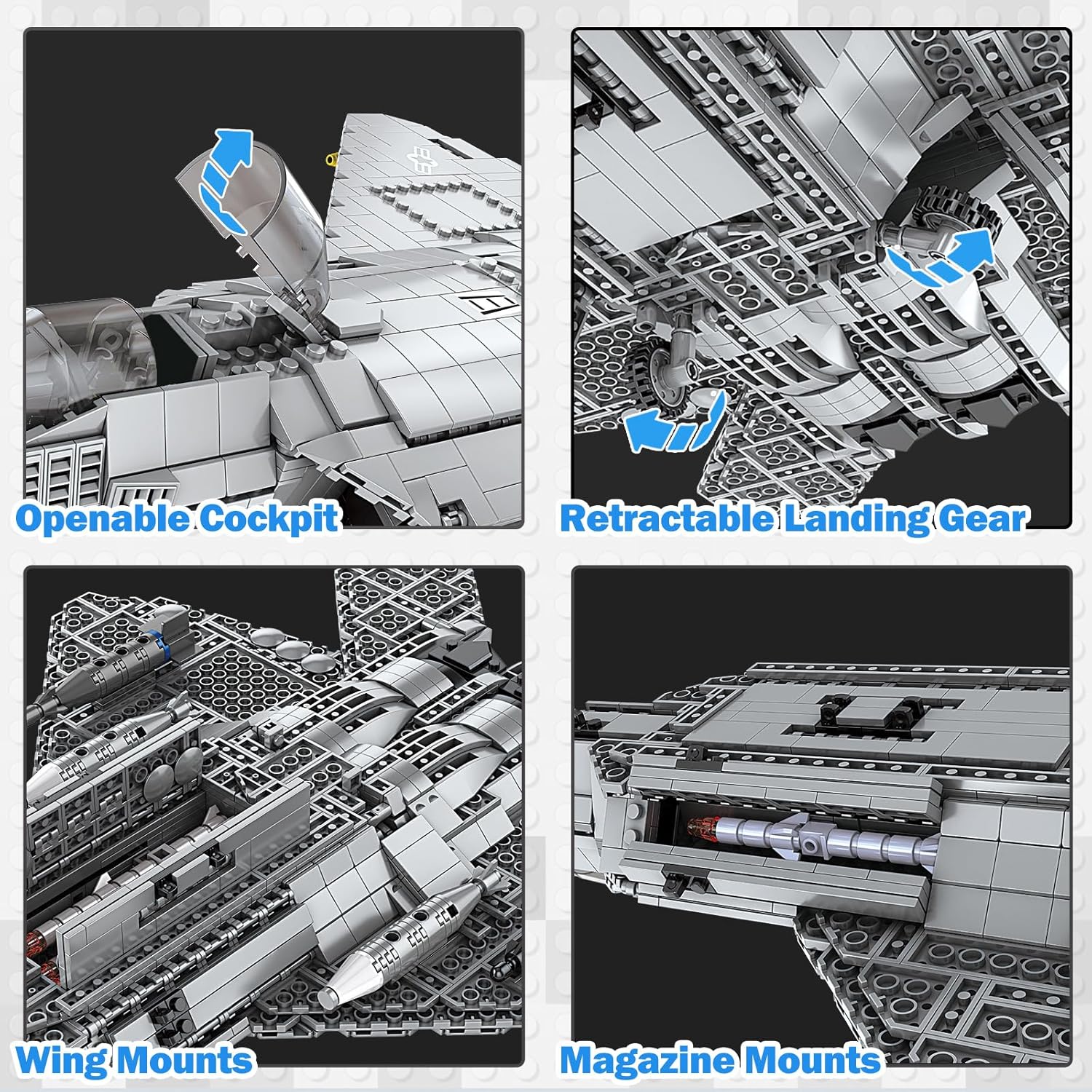 Thumbnail 3 de JMBricklayer 60003 – maquette d’avion de chasse F-22 Raptor en briques (dès 14 ans)