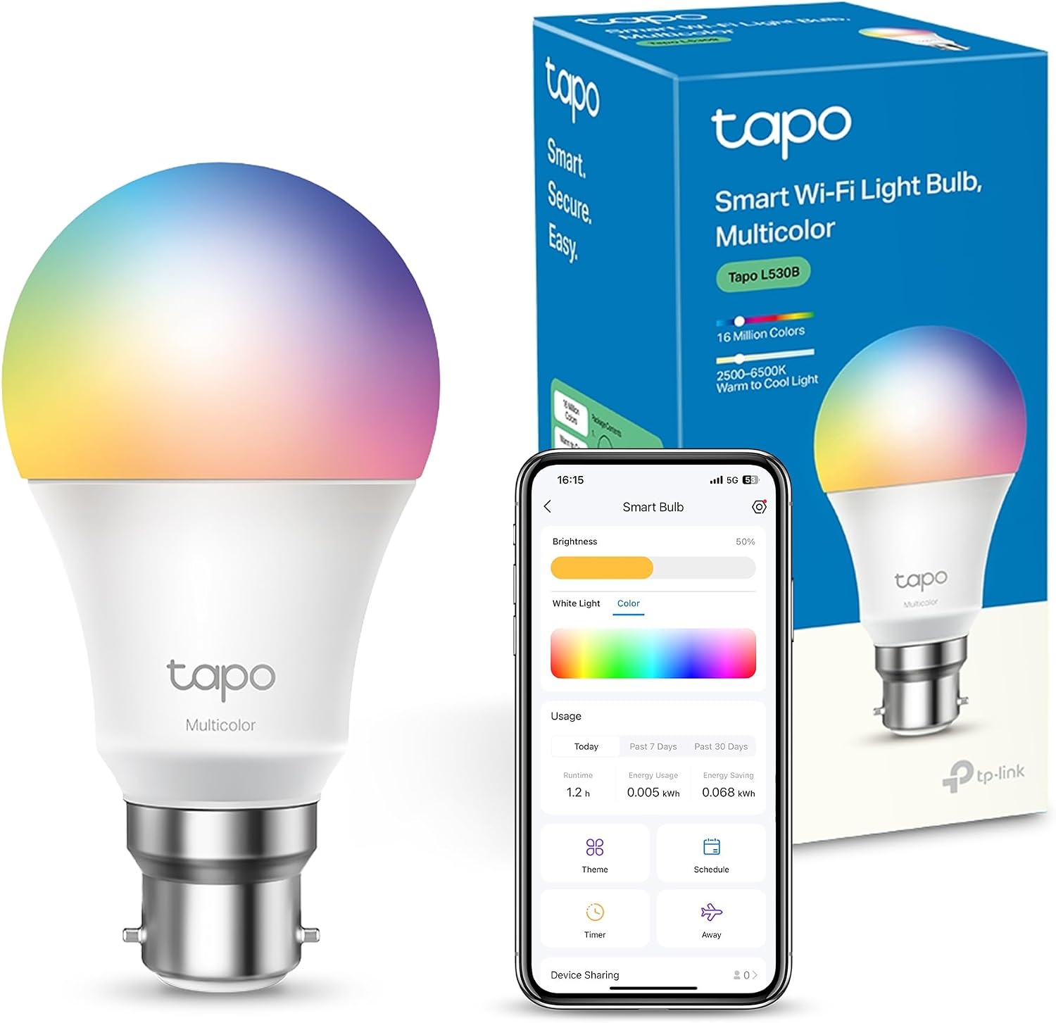 Detalle 2 de Tapo NEW TL13E Smart Bulb, E27 Multicolour with Alexa & Google Voice Control