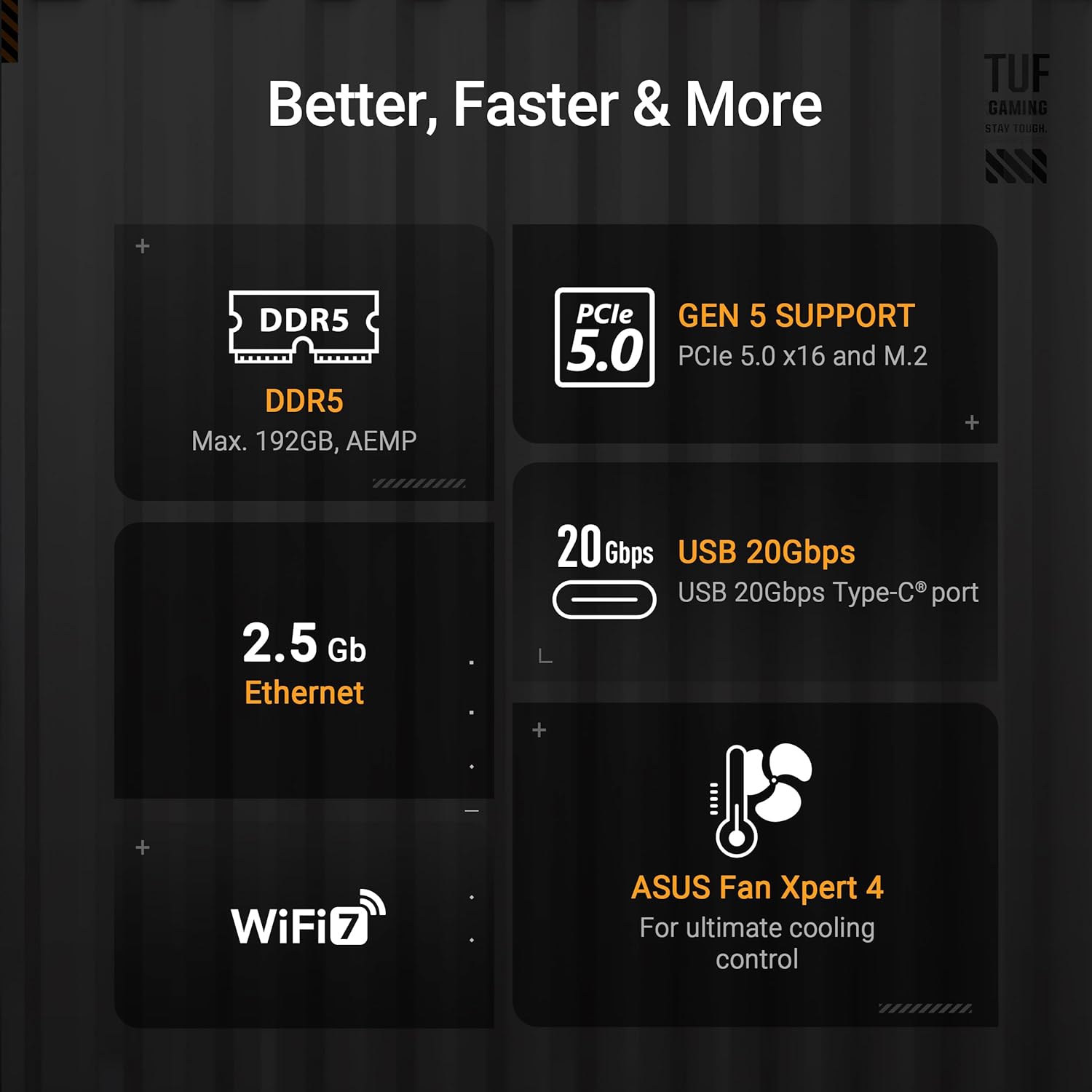 Thumbnail 4 de ASUS TUF Gaming B850-PLUS WiFi ATX (AMD AM5) Motherboard with Wi‑Fi 7, DDR5, PCIe 5.0, and 3× M.2