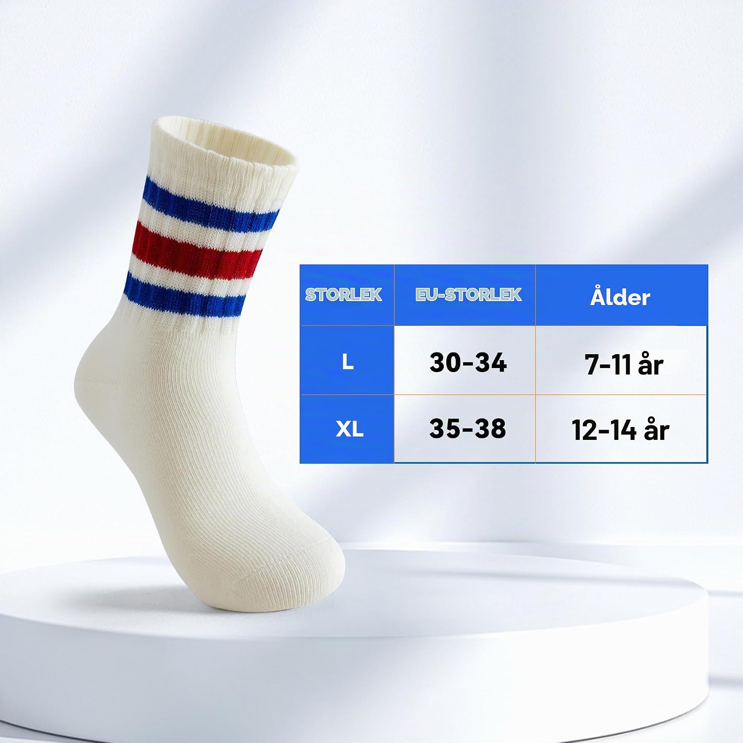 Detalle 1 de BONANGEL tennisstrumpor för barn i bomull, 6 par, storlek 31–34 och 35–38