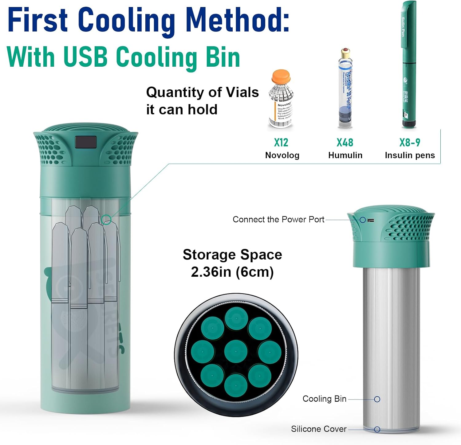 Thumbnail 1 de Insulin Kühlbox Elektrisch mit Großem Kapazität – 8–9 Pens, 2–8 °C, USB-Betrieb, TSA genehmigt