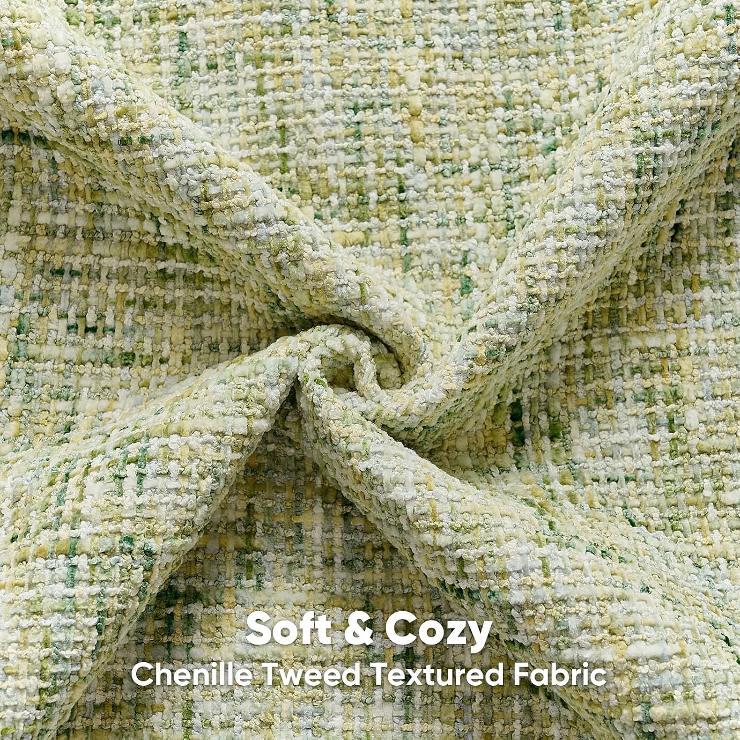 Thumbnail 1 de Lot de 2 Housses de Coussin 60x60 cm Chenille et Velours – Vert, Finition Cœur, Zentel pour Canapé et Chambre