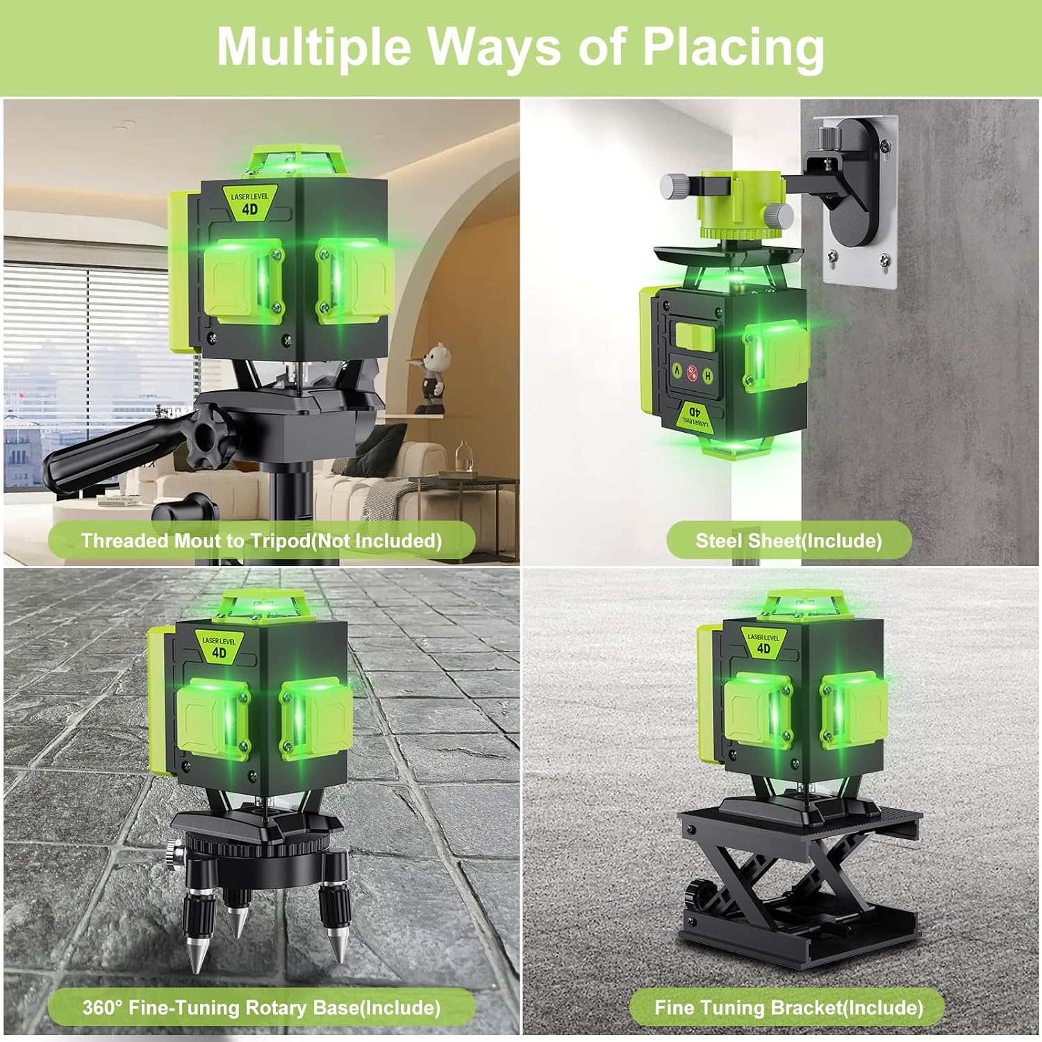 Thumbnail 5 de Livella Laser Autolivellante 16 Linee 4x360° Verde – Standalone, con Telecomando e Accessori