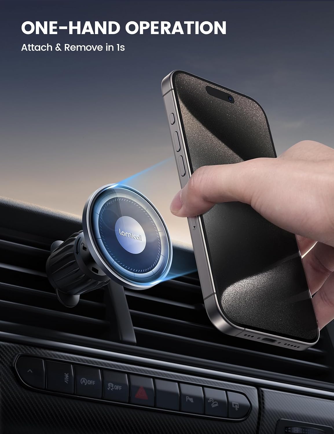 Detalle 2 de Lamicall Car Phone Holder MagSafe 2025, Vent Mount