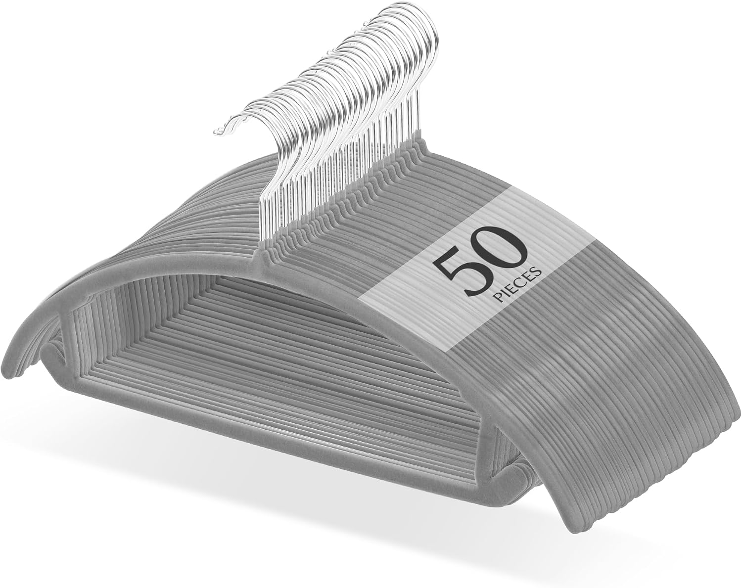 Detalle de TITIROBA ベルベット調ハンガー 50本組 グレー 回転フック・肩紐フック付き