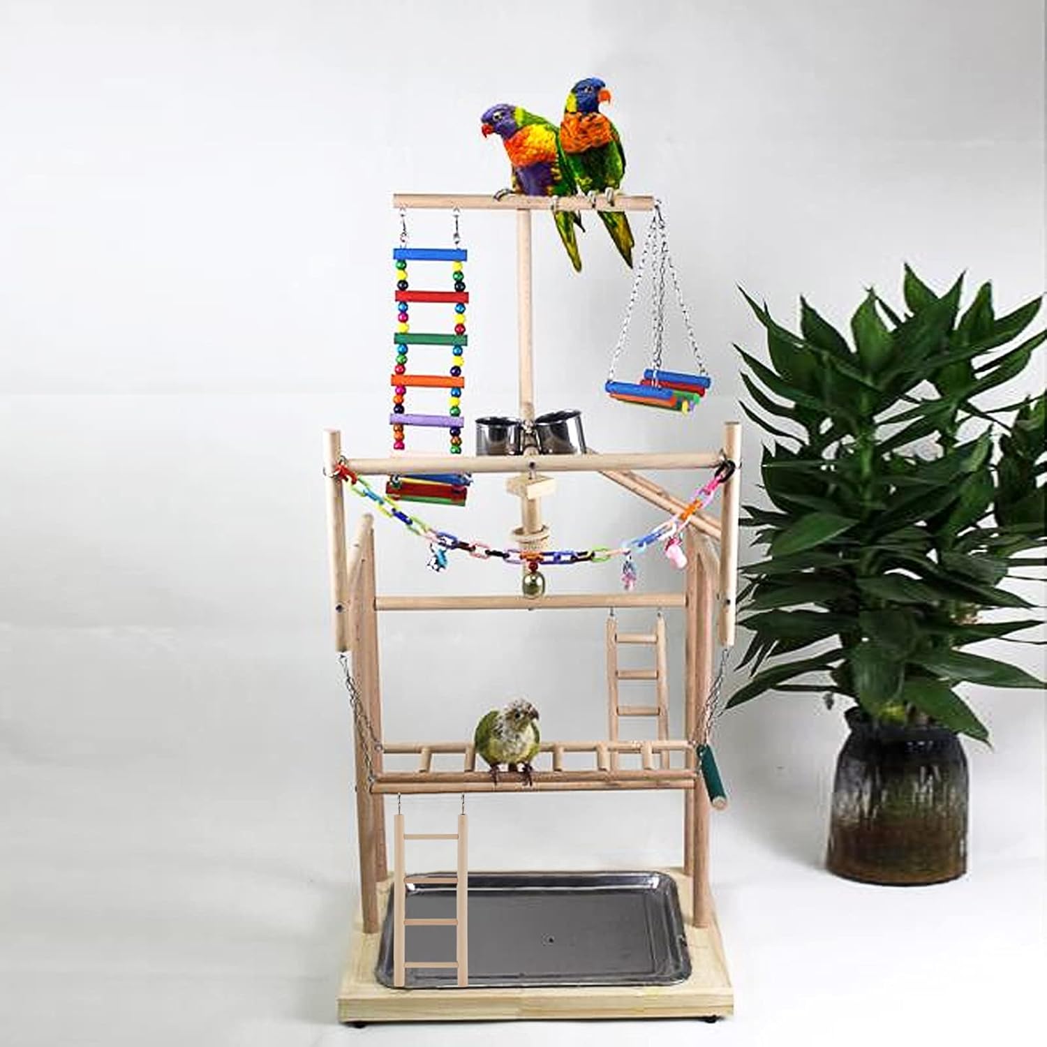 Detalle 2 de Vogeltreppe aus Holz für Papagei, 4 Stück
