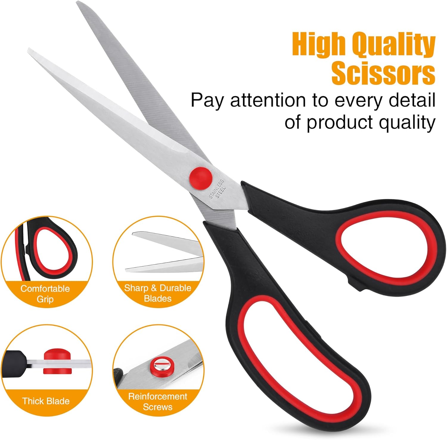 Thumbnail 3 de Scissors, Multipurpose Scissors with Sharp 2mm Thick Blades – 5 Sizes, Heavy Duty Stainless Steel