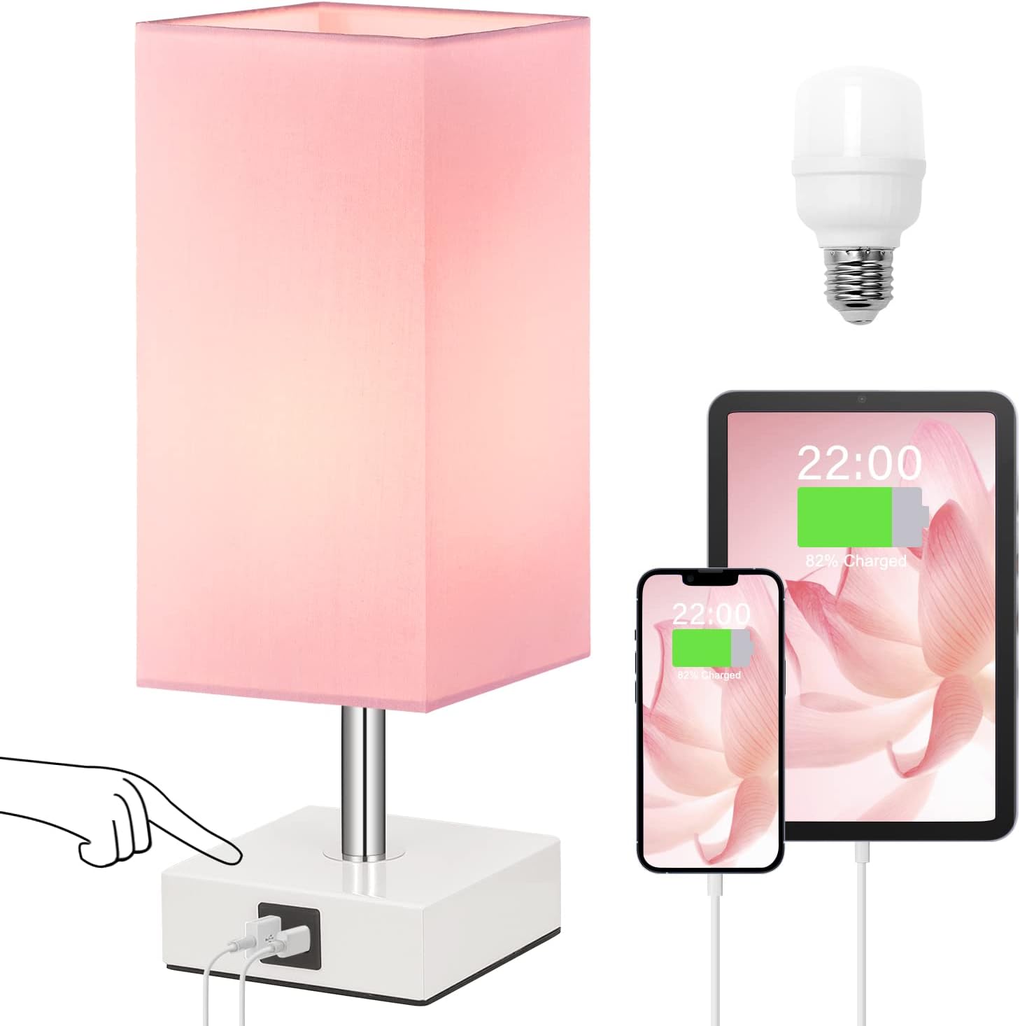 Detalle de Touch Table Lamp with USB-A and USB-C Ports