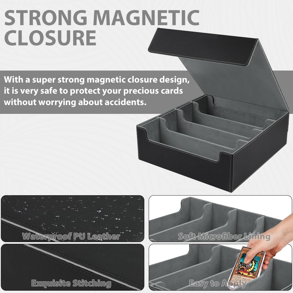 Detalle de Aolso Trading Card Storage Box: Quartuple Deck Case with 24 Dividers and 4 Supporters