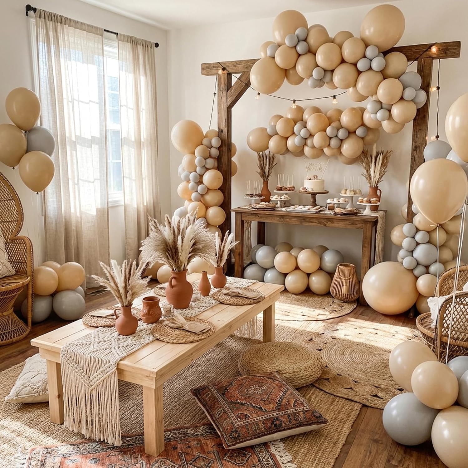 Thumbnail 5 de RUBFAC Vanilla Brown Beige Balloons 129pcs – Multi-Size Latex Balloon Kit for Wedding, Baby Shower, and Themed Parties