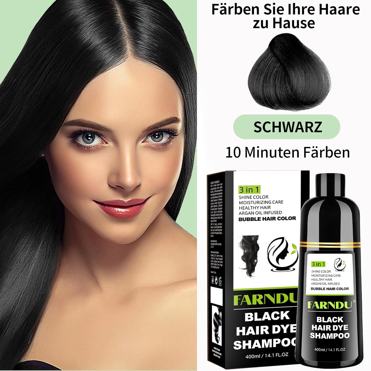 Detalle 2 de Schwarz Haarfärbeshampoo Haarfarbe Schwarz