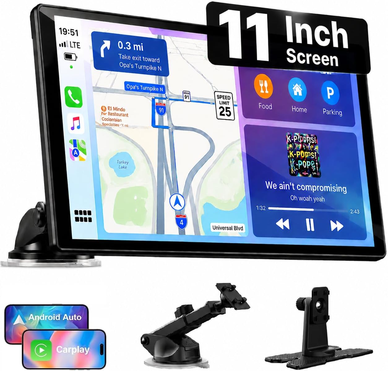 Detalle de LAMTTO 2026 Upgrade 11 Inch CarPlay Screen for Apple CarPlay & Android Auto
