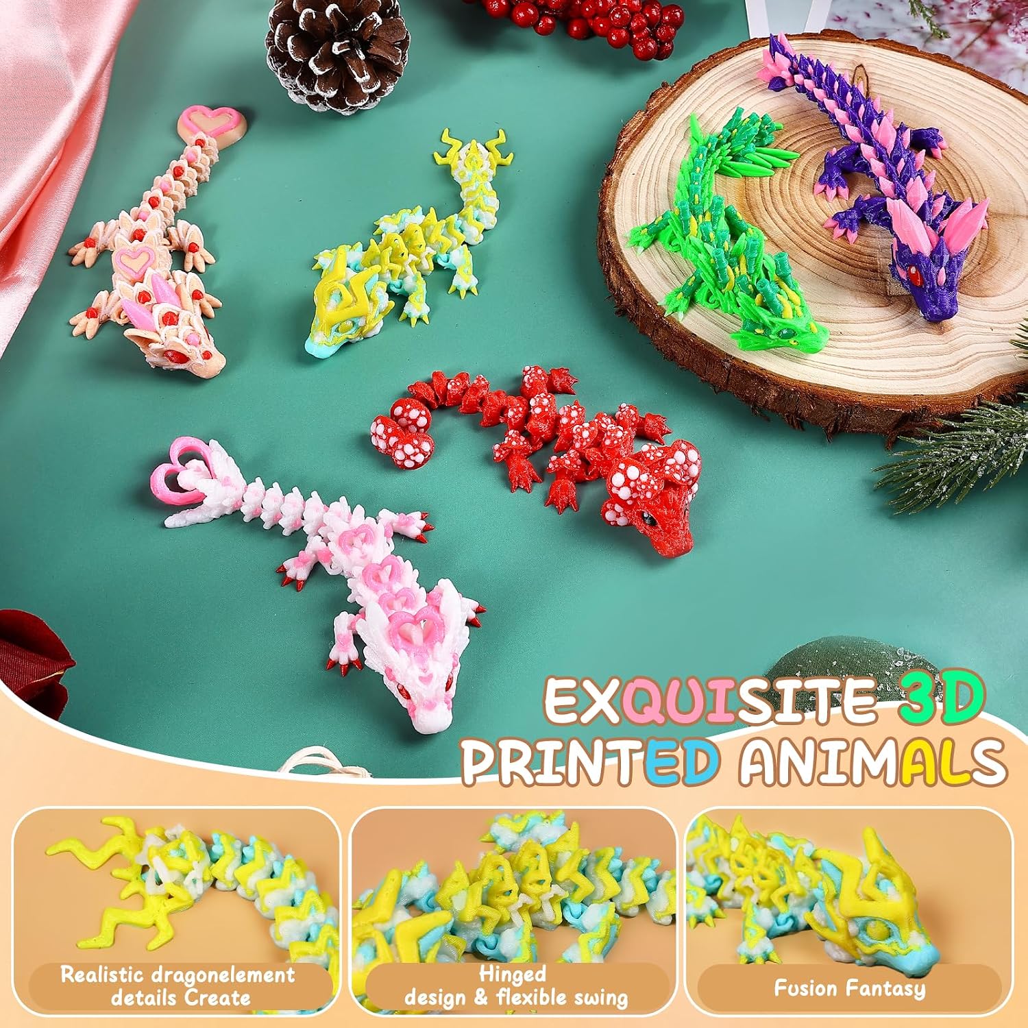 Detalle de TXB3DOK 3pcs 12in 3D Printed Crystal Dragon set