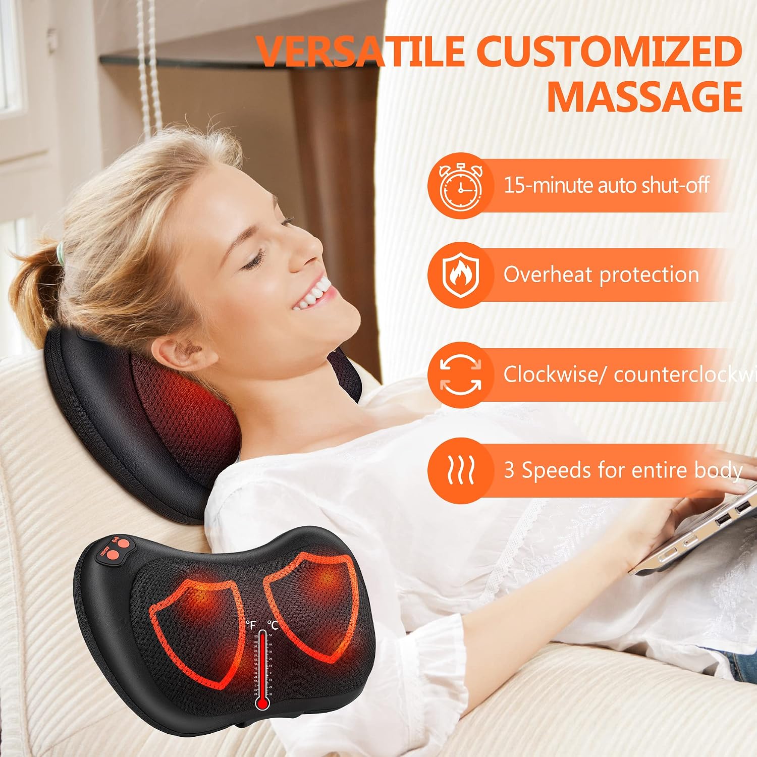 Thumbnail 2 de Cuscino massaggiante Shiatsu 3 velocità per collo