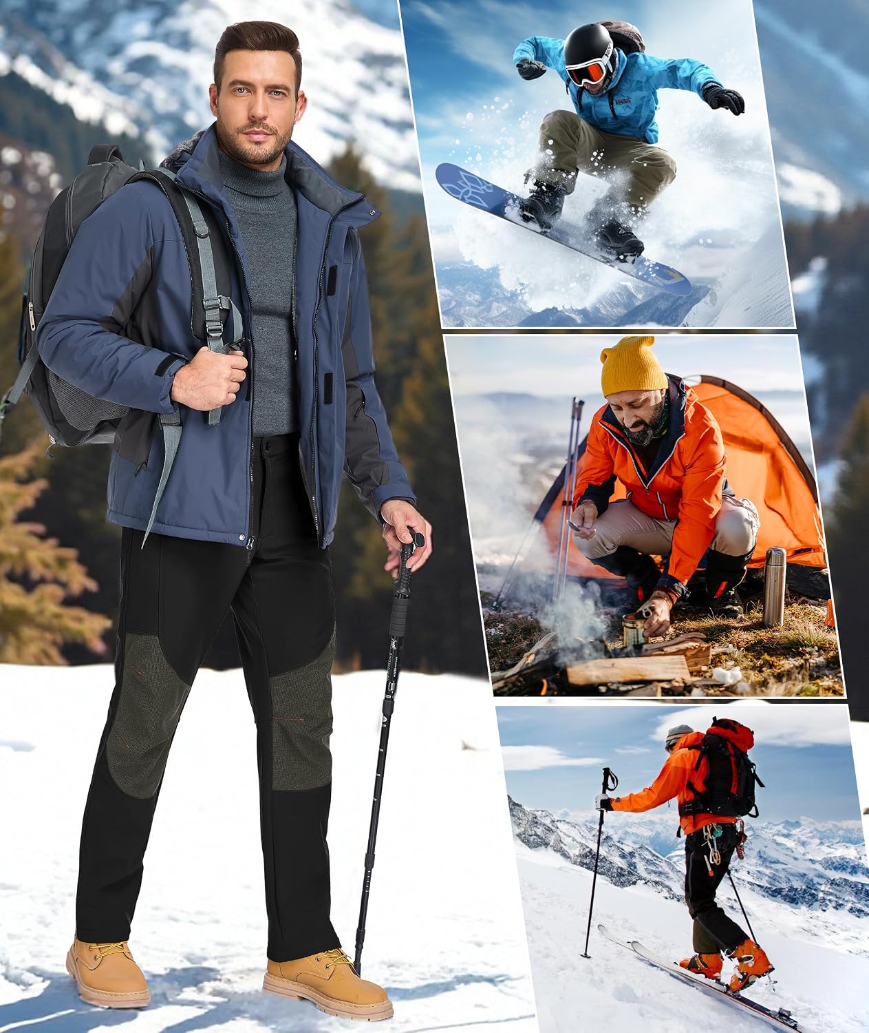 Detalle 2 de Zoofly Mens Winter Snow Pants Waterproof