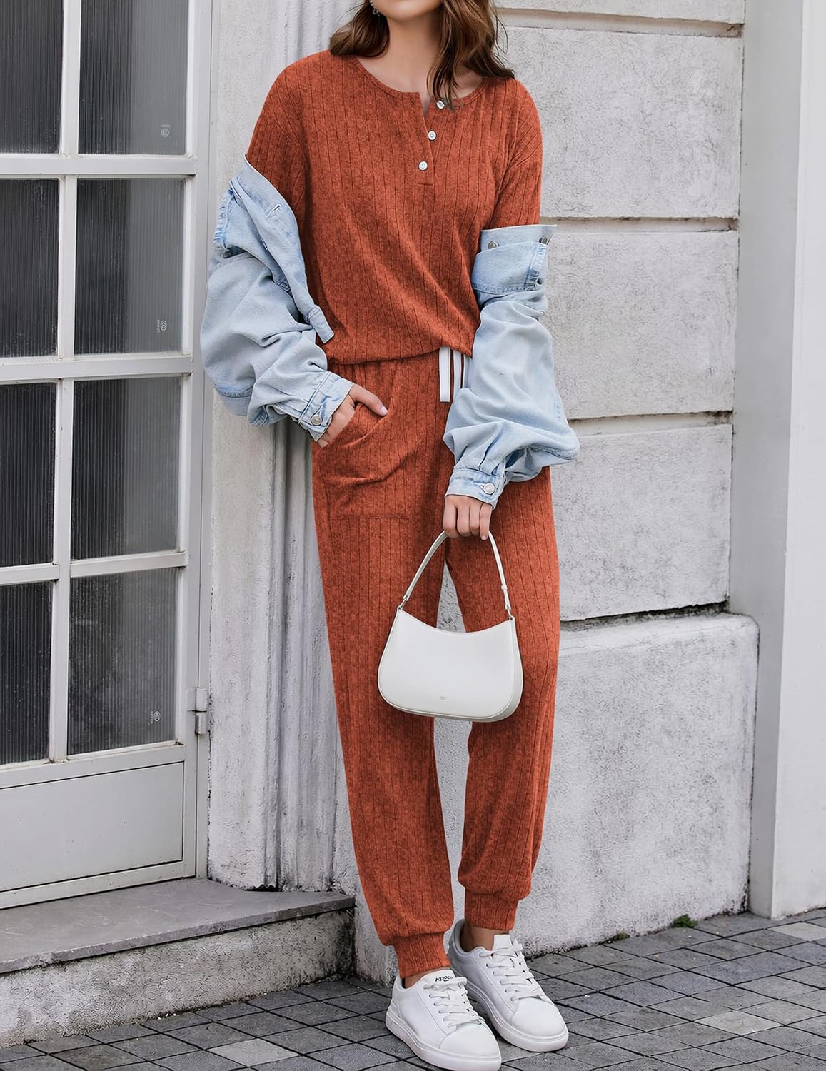 Detalle de Ekouaer Women's Knit Lounge Set