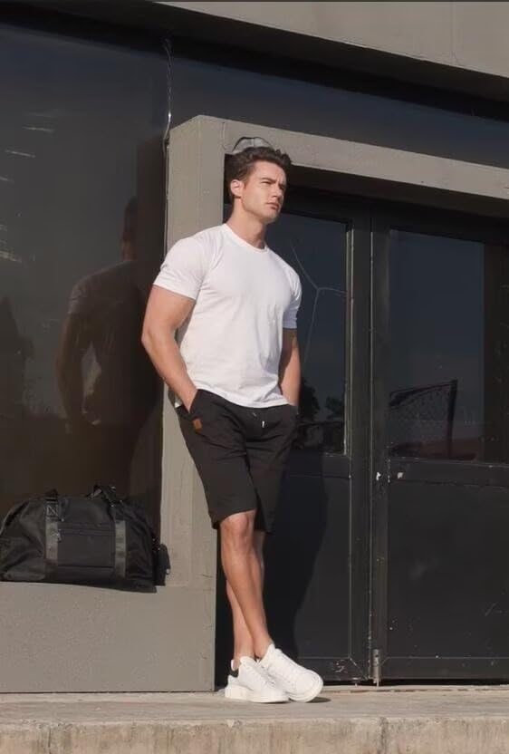 Thumbnail 1 de Tansozer chino korte broek voor heren van katoen en linnen met elastische taille