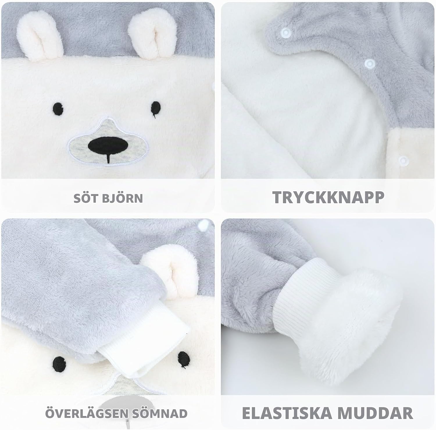 Detalle 2 de JiAmy vinteroverall i fleece för bebis, 0–12 månader