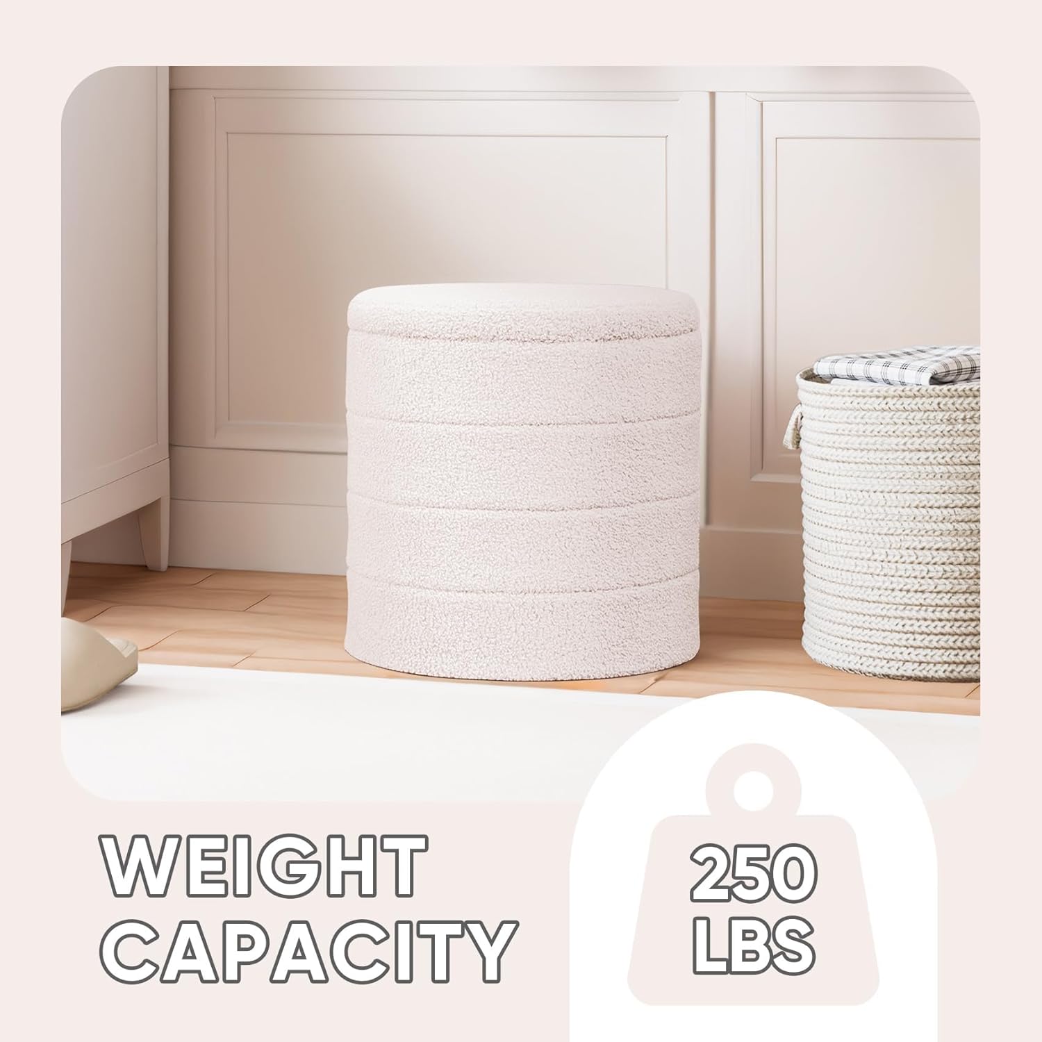Thumbnail 3 de PINPLUS Round Storage Ottoman with Tray 1️⃣