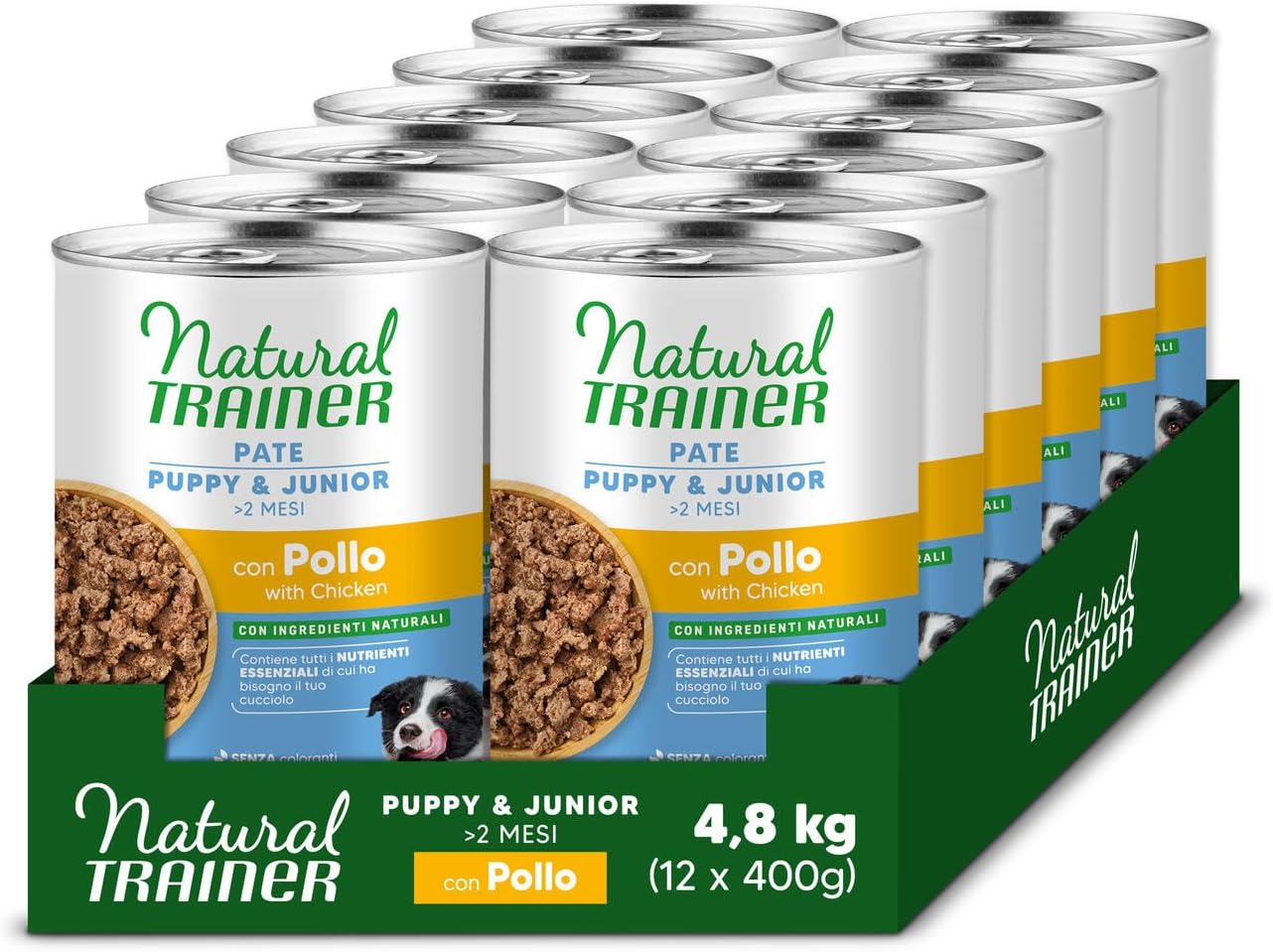Detalle de Trainer Natural Medium-Maxi Cibo Umido per Cani Adulti – Paté al Vitello (12 x 400 g)