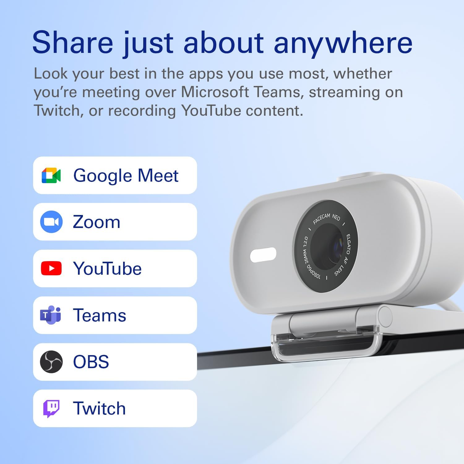 Thumbnail 3 de Elgato Facecam Neo Full HD webcam with easy-slide privacy shutter (USB-C, plug & play)