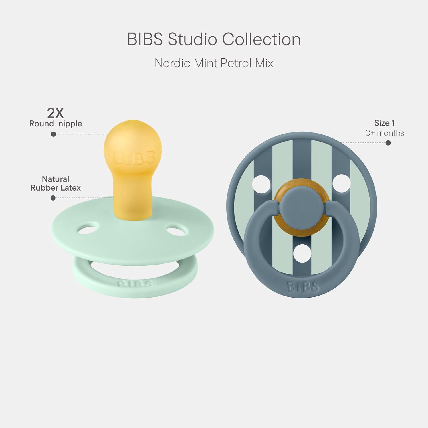 Thumbnail 1 de BIBS Pacifiers Colour Studio 2 Pack Round Nipple soother