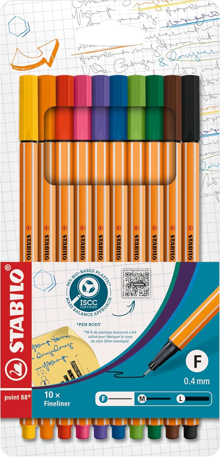 Detalle de STABILO Fiber Tip Pen, point88 – Set of 10 Colours (8810)