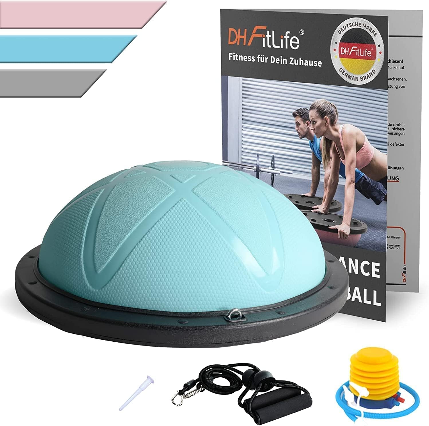 Thumbnail 6 de DH FitLife Balance Ball – Balance Ball da 60 cm con fasce e pompa, peso massimo 200 kg