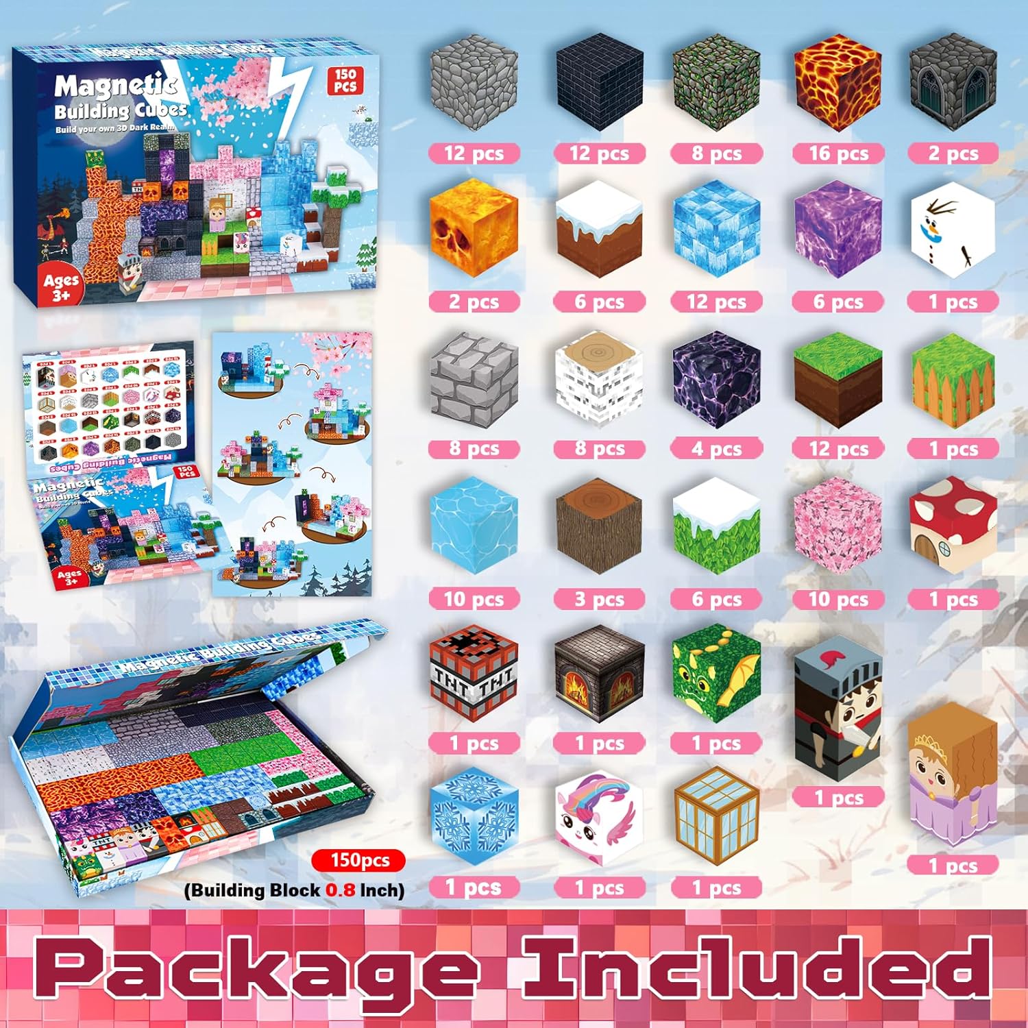 Detalle de ToyUnited Magnetic Blocks 150pcs: Safe STEM Construction Toys for Ages 3–10