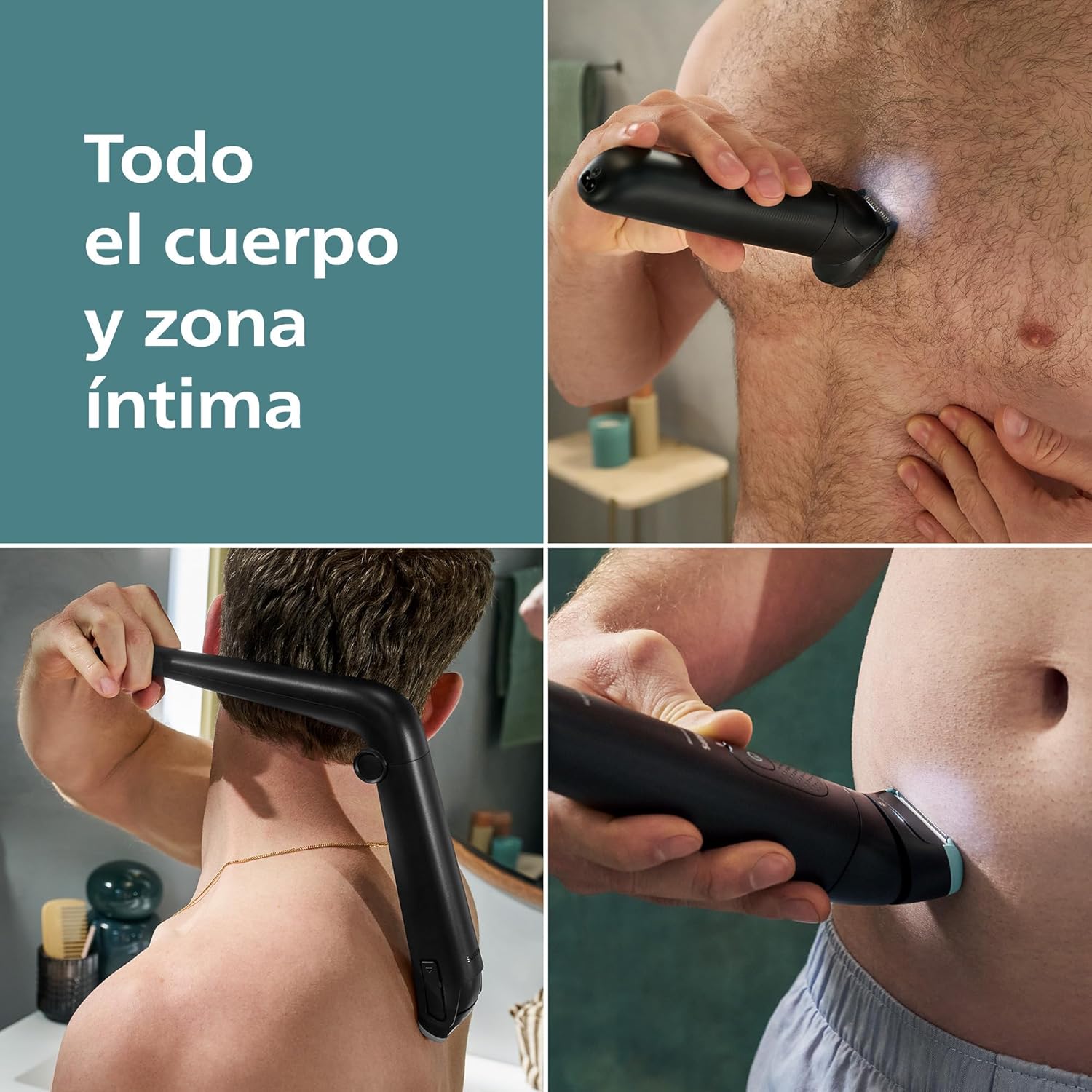 Detalle 2 de Philips Afeitadora Corporal S7000 BG7480/15 para hombre con cabezal pivotante 2D y triple sistema de protección