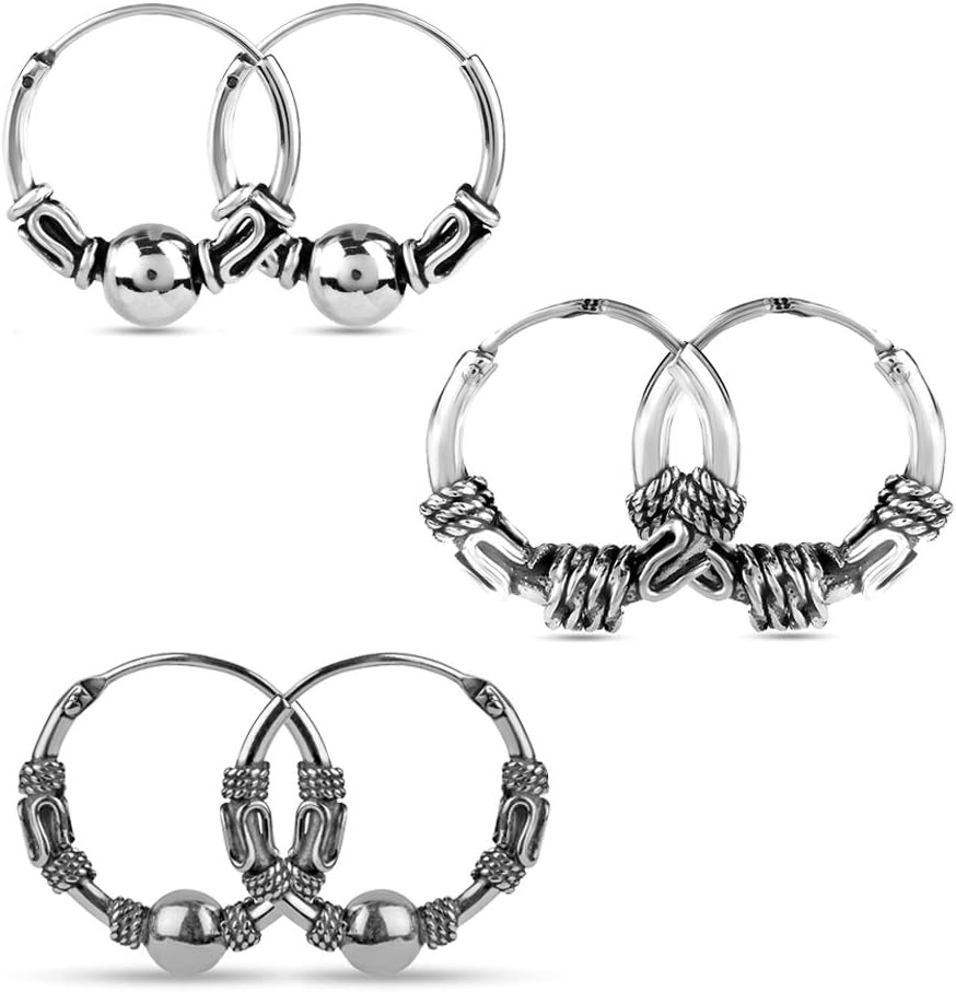 Detalle de LeCalla 925 Sterling Silber Creolen 14 mm